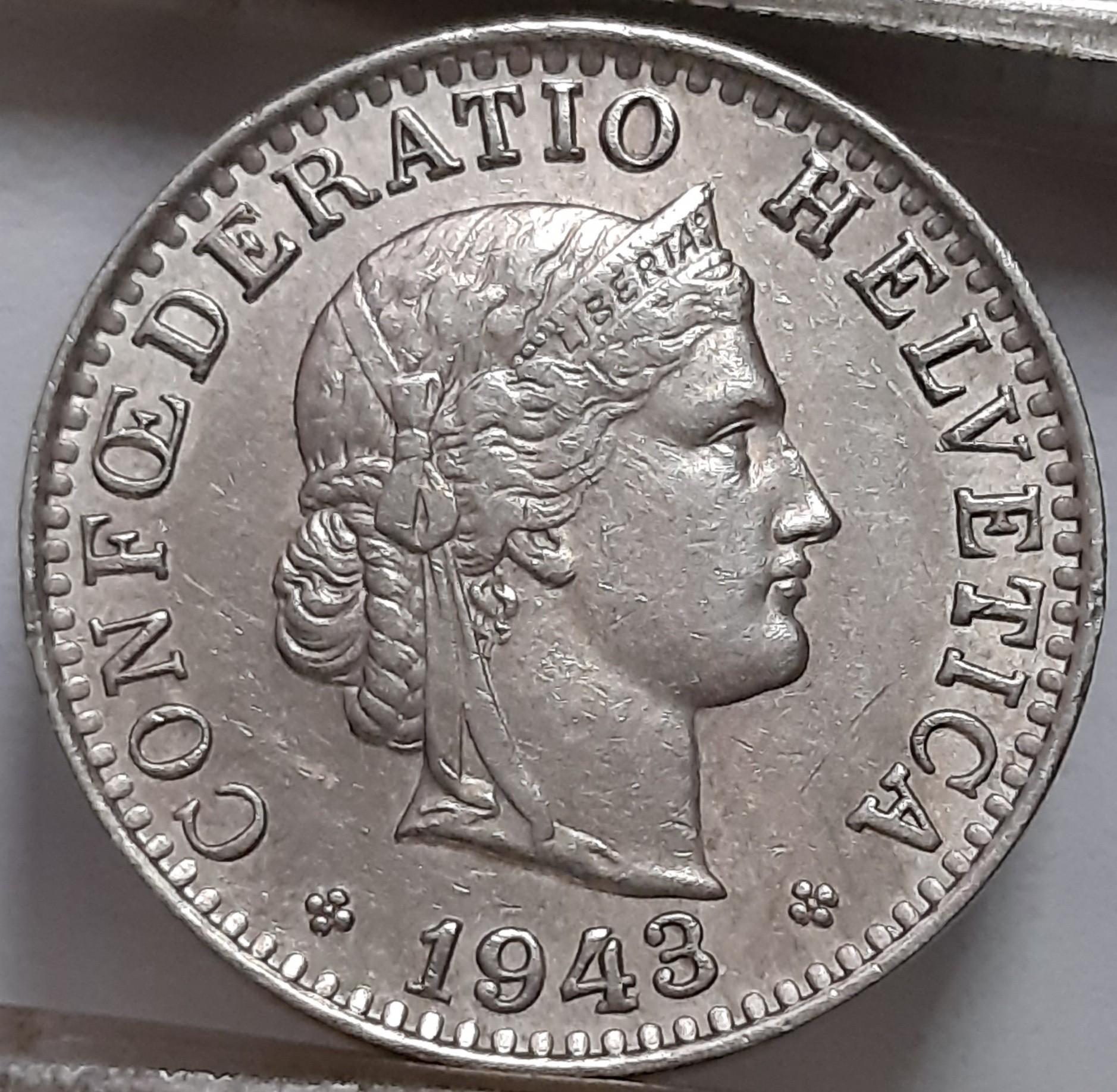 Šveivarija 20 Rapenu 1943 KM#29a (6155)