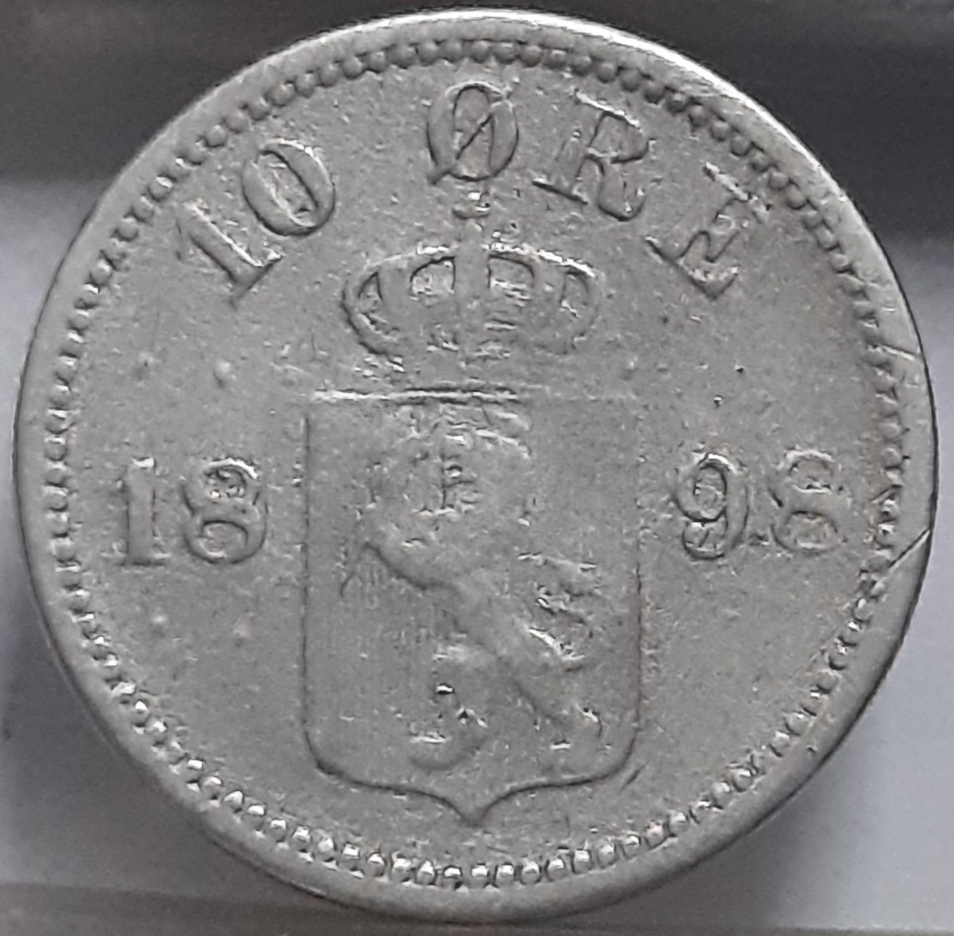 Norvegija 10 Erių 1898 KM#350 (6138)