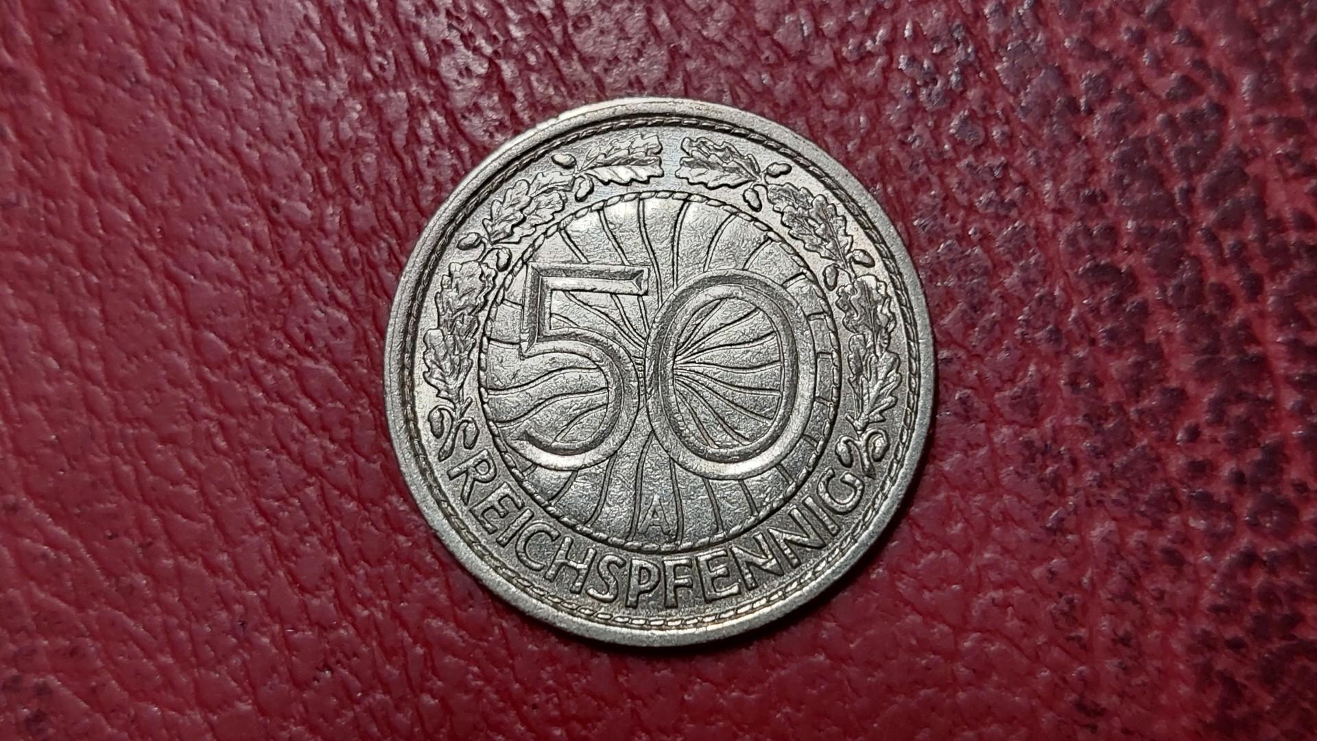 Vokietija 50 reichspfenigų, 1928A KM# 49