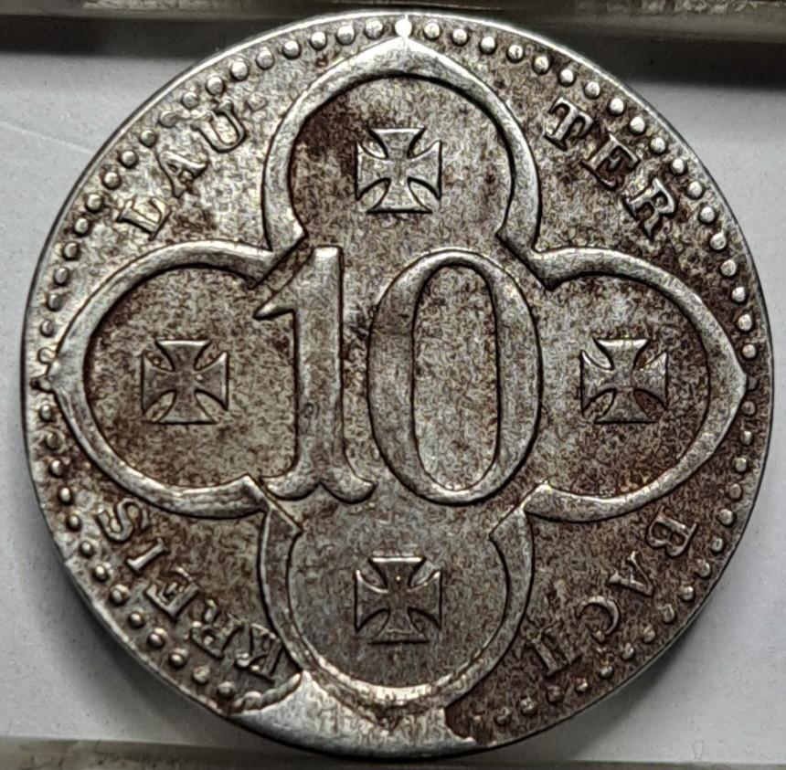 Lauterbachas 10 pfenigų 1917 N#36580 error (6229)