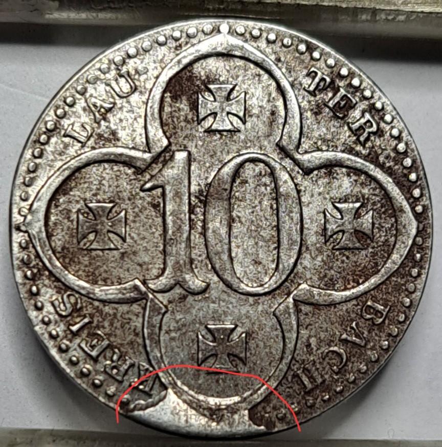 Lauterbachas 10 pfenigų 1917 N#36580 error (6229)