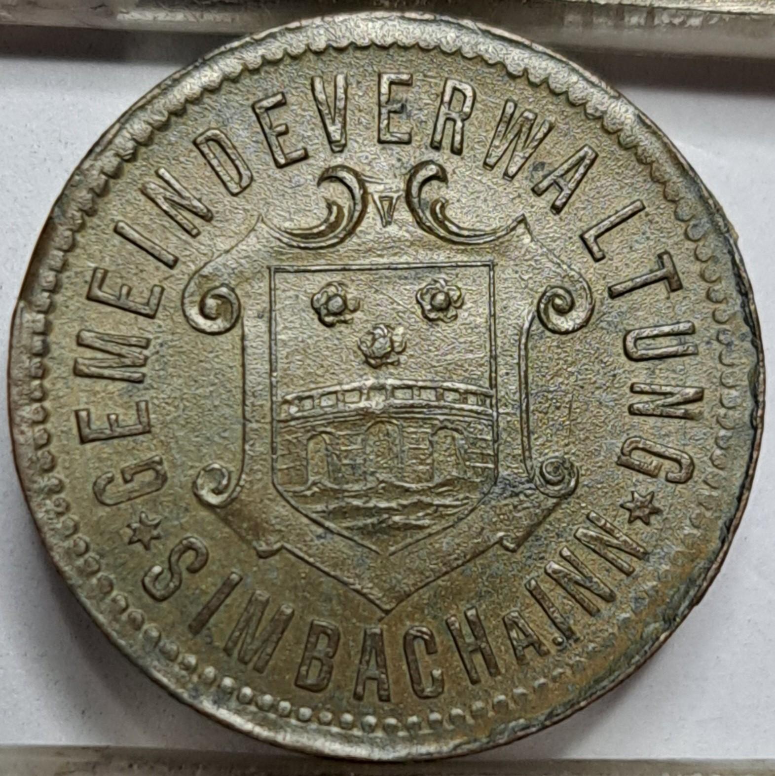 Simbachas prie Inno 10 pfenigų 1914-1924 N#186238 (6230)