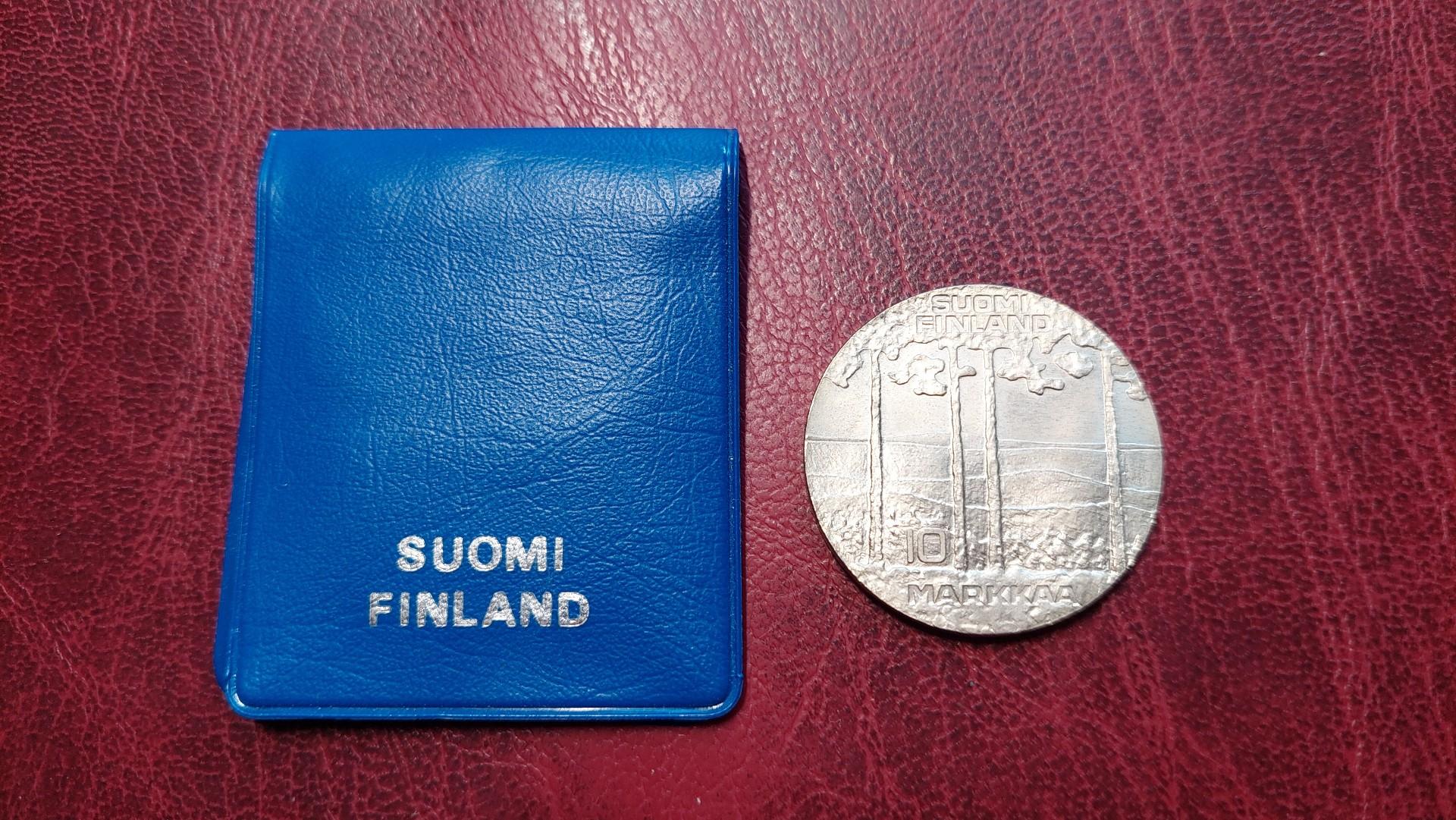 Suomija 10 markių, 1975 KM# 54 AG prezidento