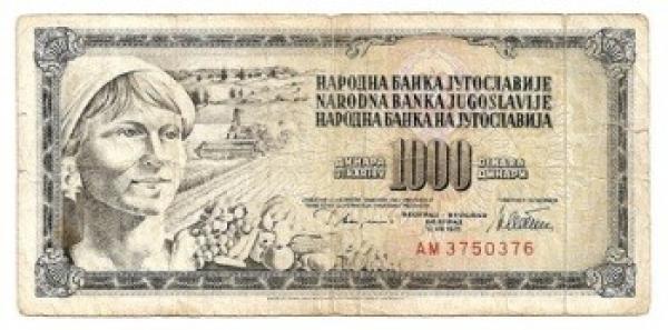 Jugoslavija. 1000 dinarų ( 1981 ) VF