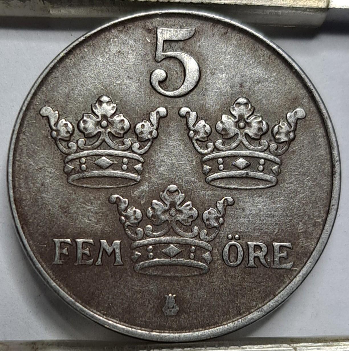Švedija 5 erės 1946 KM#812 (6298)