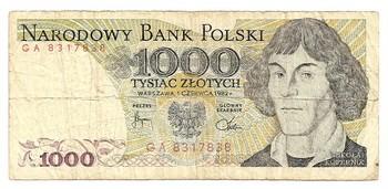 Lenkija. 1000 zlotų ( 1982 ) VF