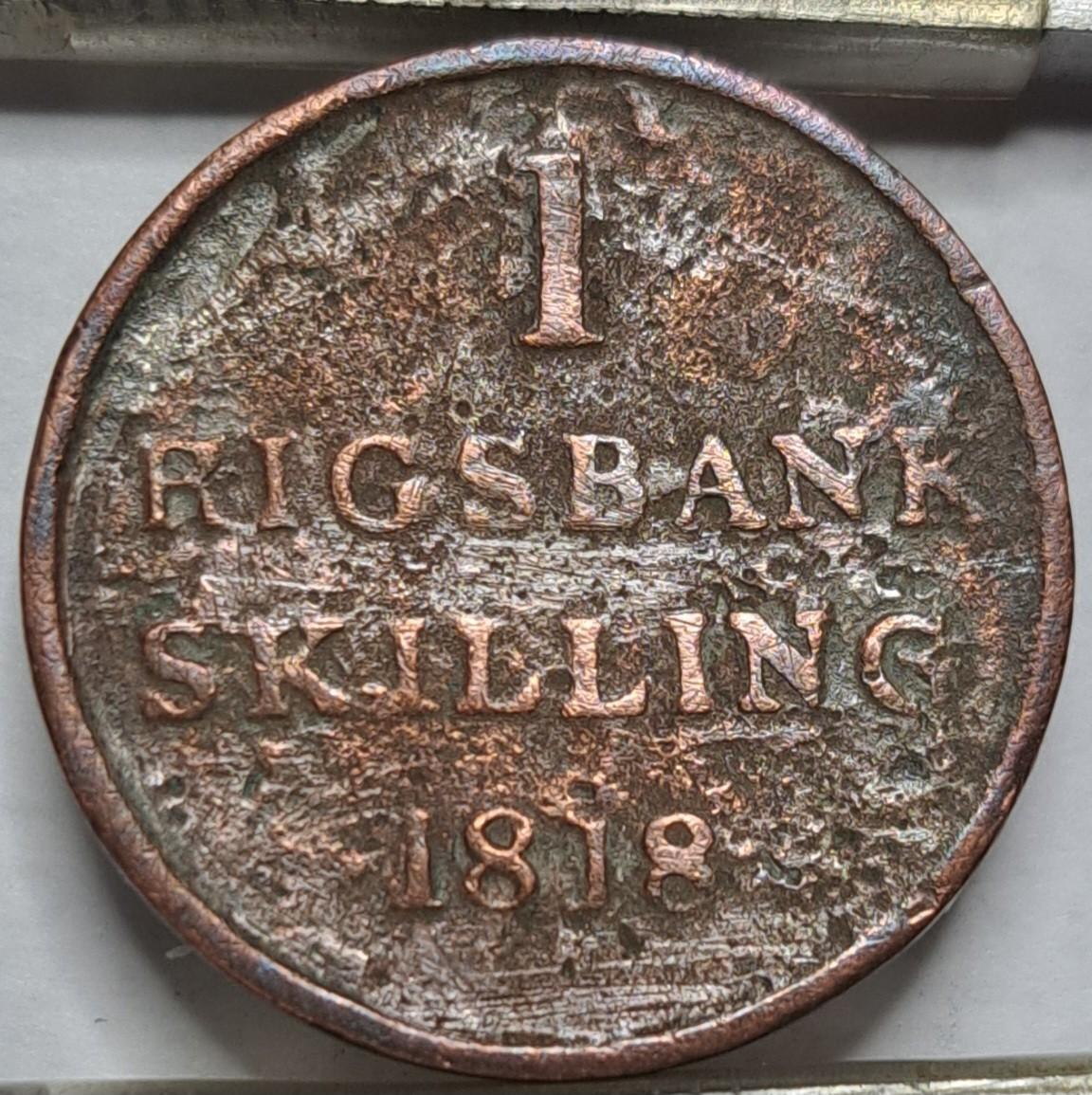 Danija 1 rigsbankskilingas 1818 KM#688 (6324)