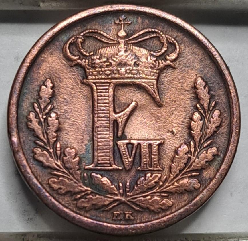 Danija 1/2 rigsbankskilingo 1852 KM#753 (6325)