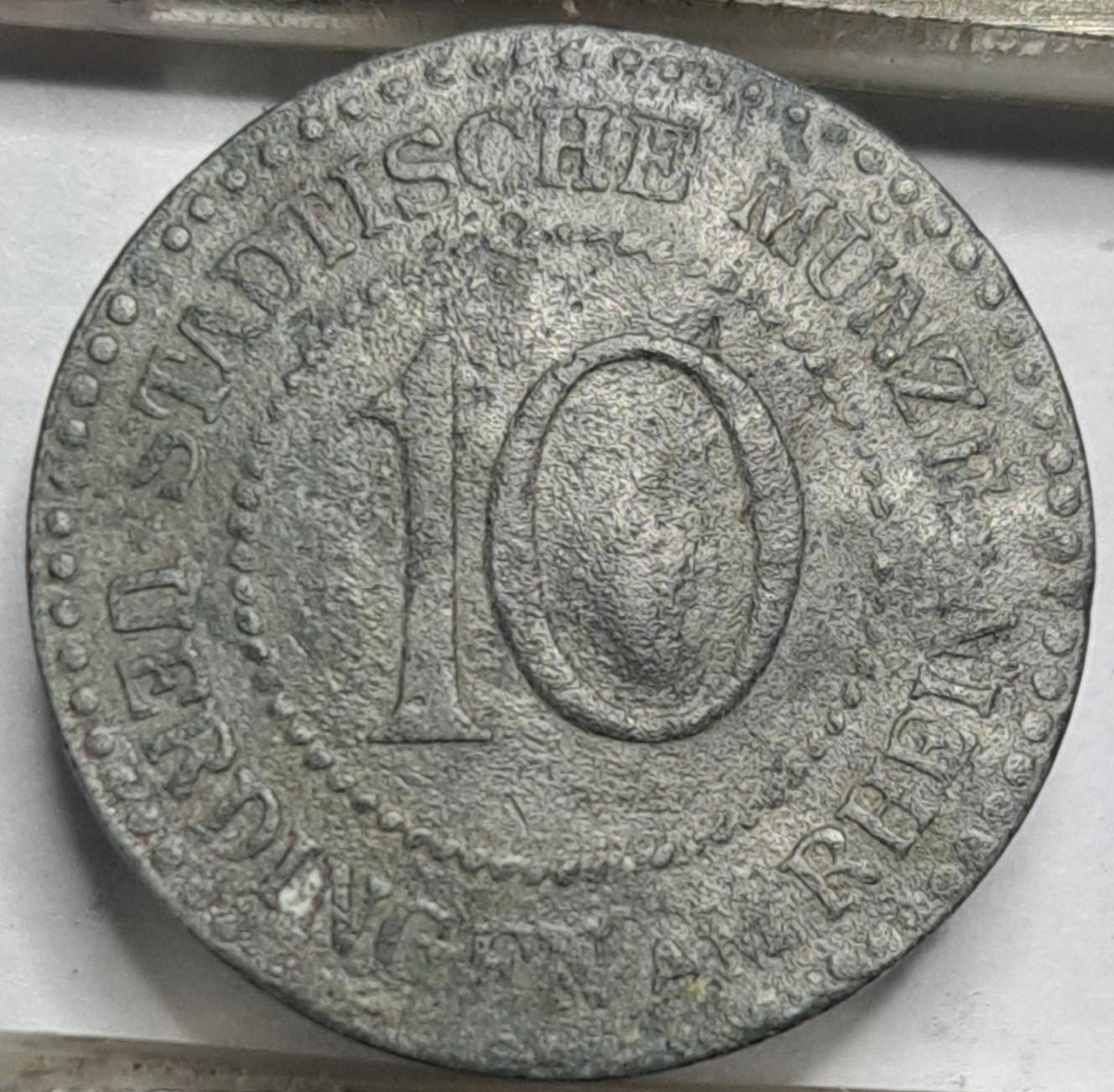 Uerdingenas 10 pfenigų 1917 N#16503 (6337)