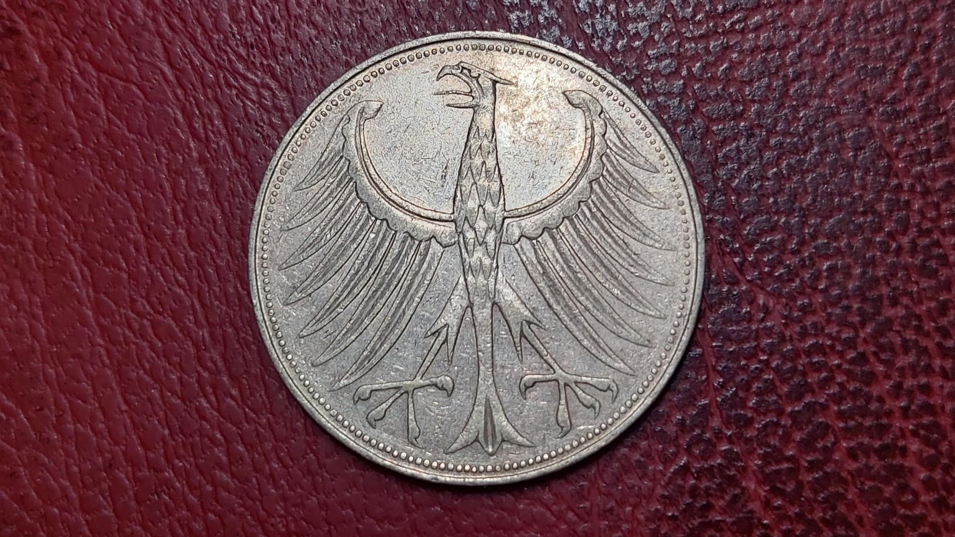 Vokietija 5 markės, 1964D KM# 112 AG 0.625