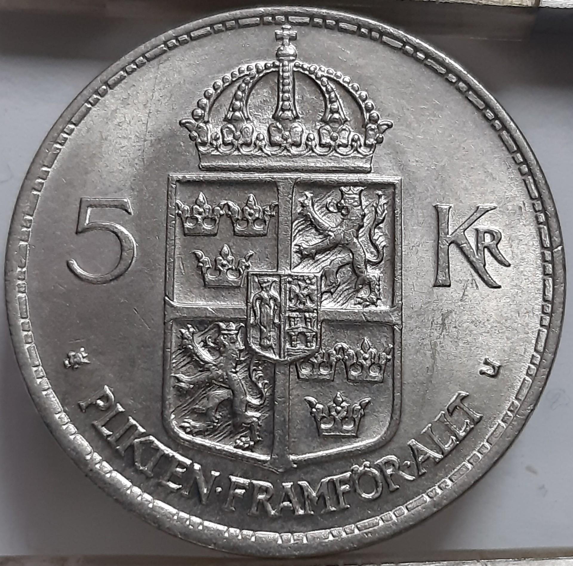 Švedija 5 kronos 1972 KM#846 (6353)