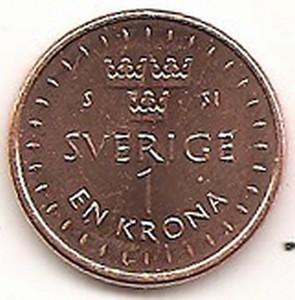 Švedija. 1 krona ( 2016 ) XF