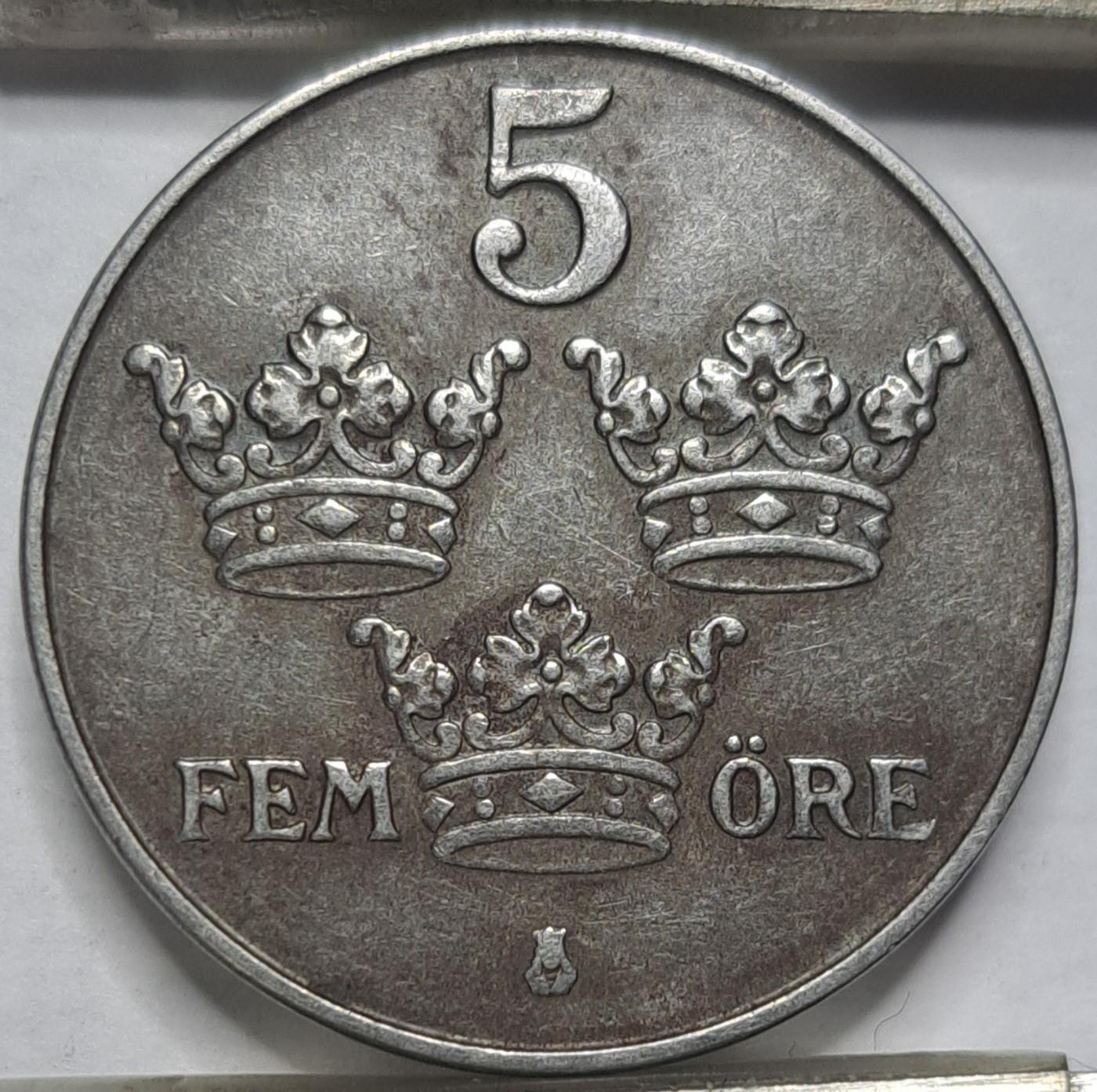 Švedija 5 erės 1947 KM#812 (6366)