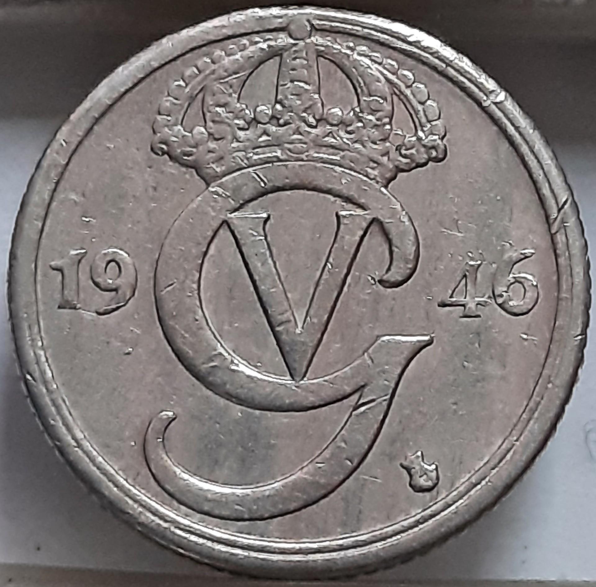 Švedija 10 erių 1946 KM#795 (6373)