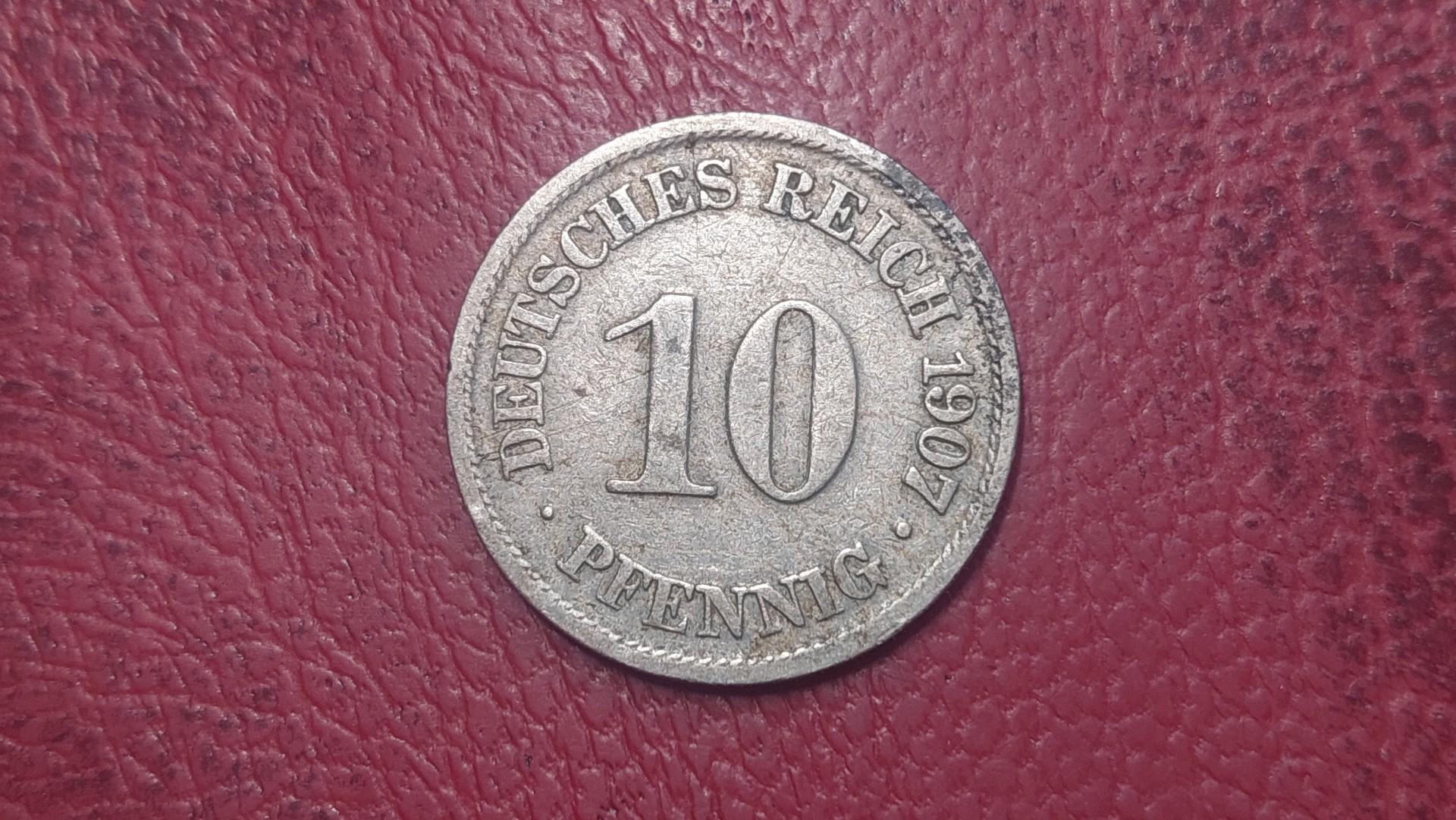 Vokietija 10 pfenigų, 1907A KM# 12