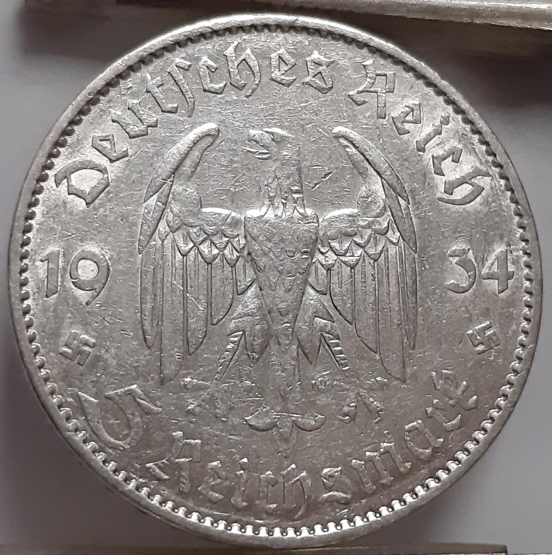 Vokietija 5 reichsmarkės A 1934 KM#83 Proginė (6413)