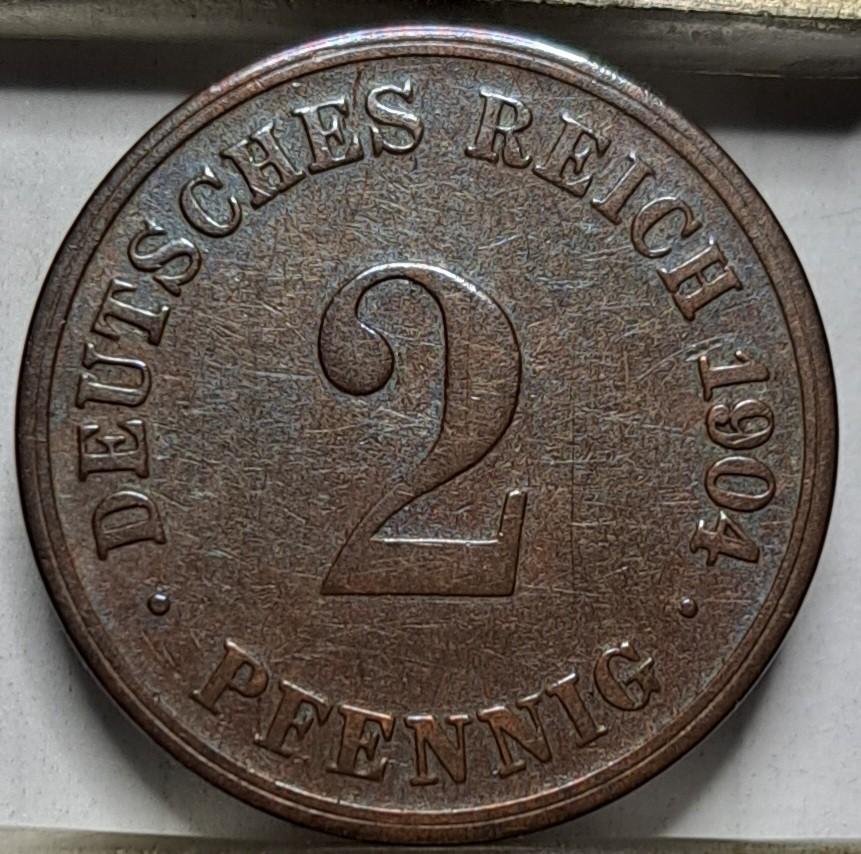 Vokietija 2 pfenigai D 1904 KM#16 (6417)