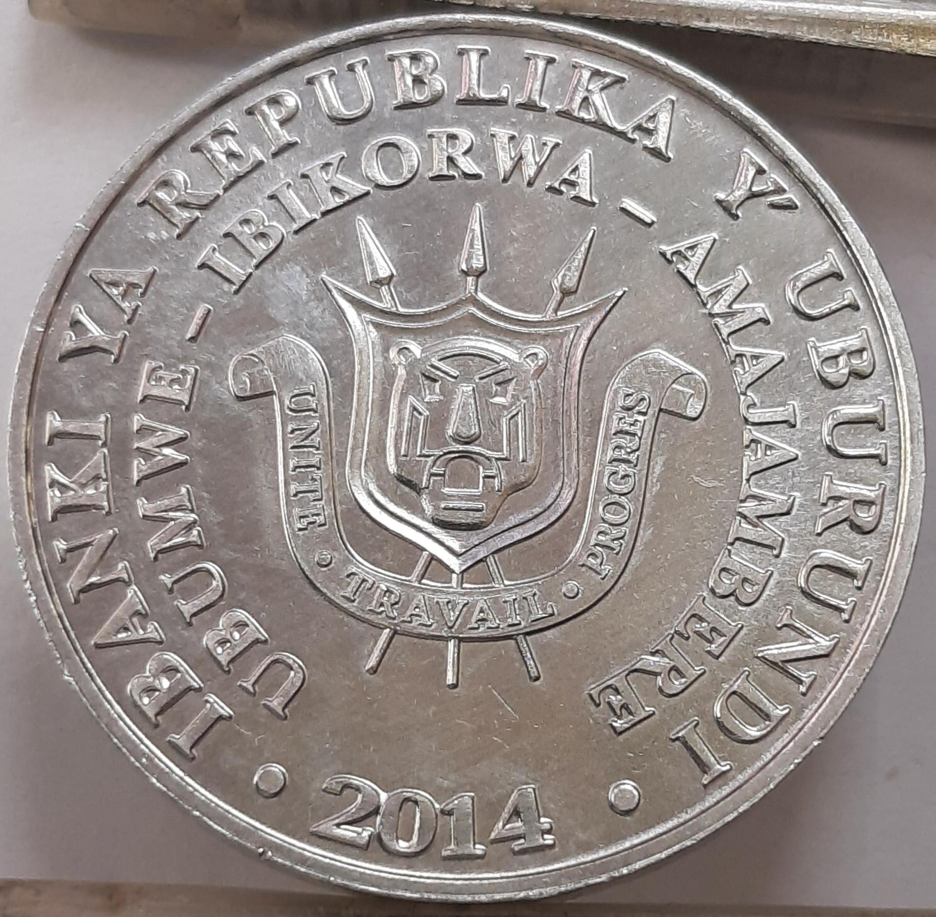 Burundis 5 frankai 2014 proginė KM#28 (6426)