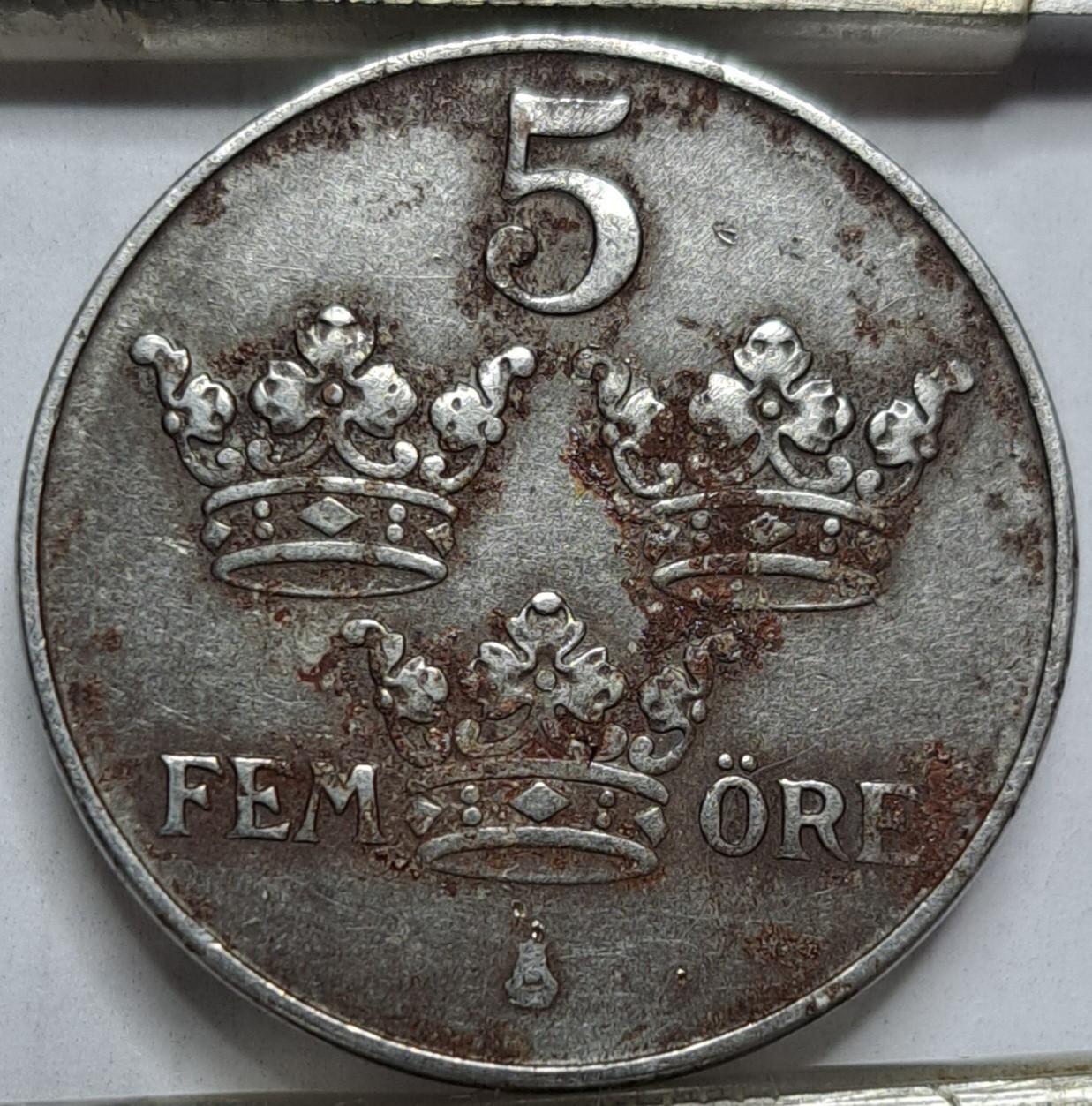 Švedija 5 erės 1945 KM#812 (6453)