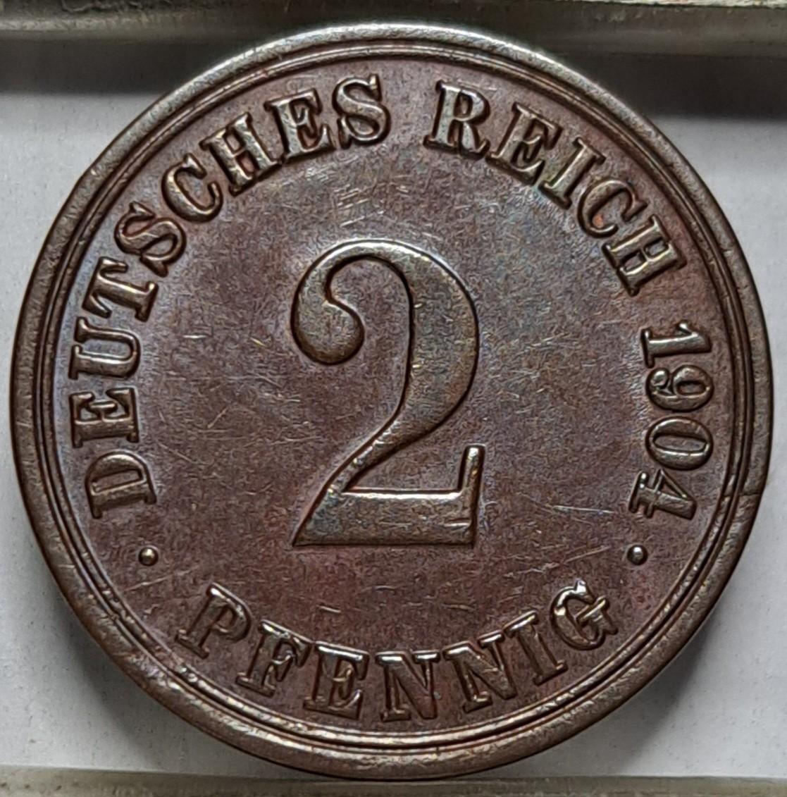 Vokietija 2 Pfenigai 1904 A KM#16 (6447)