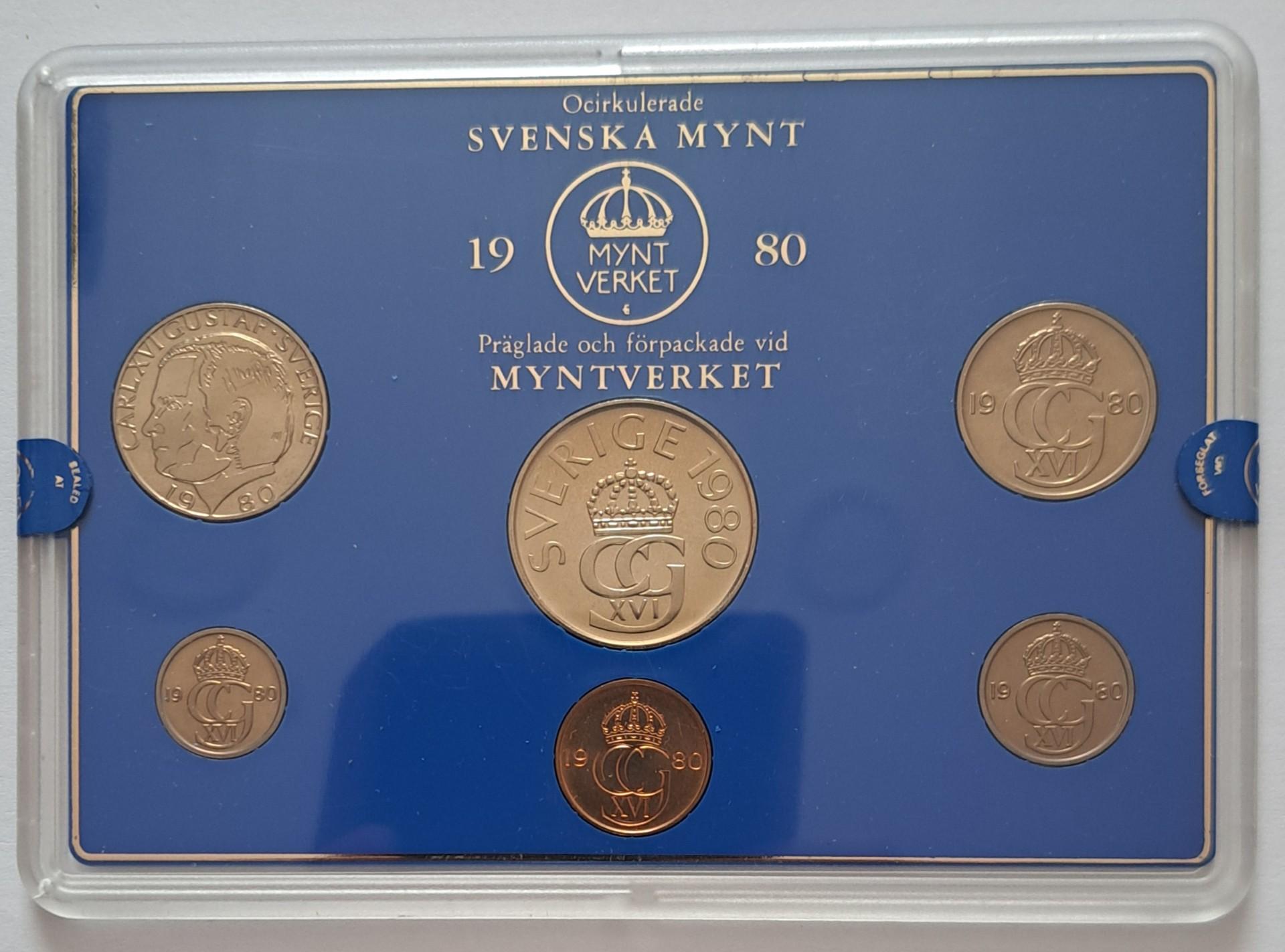 Švedijos UNC 1980 6 monetų setas (6457)