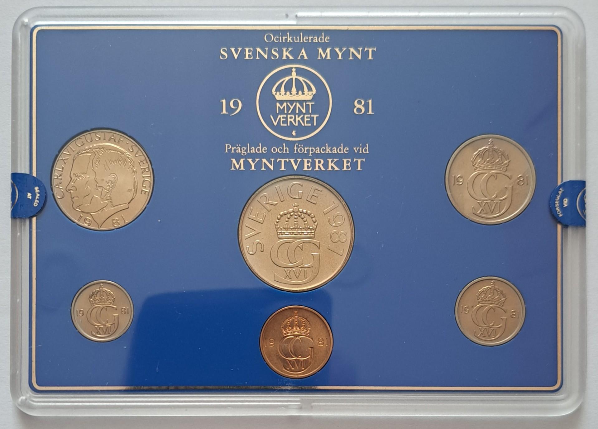 Švedijos UNC 1981 6 monetų setas (6458)