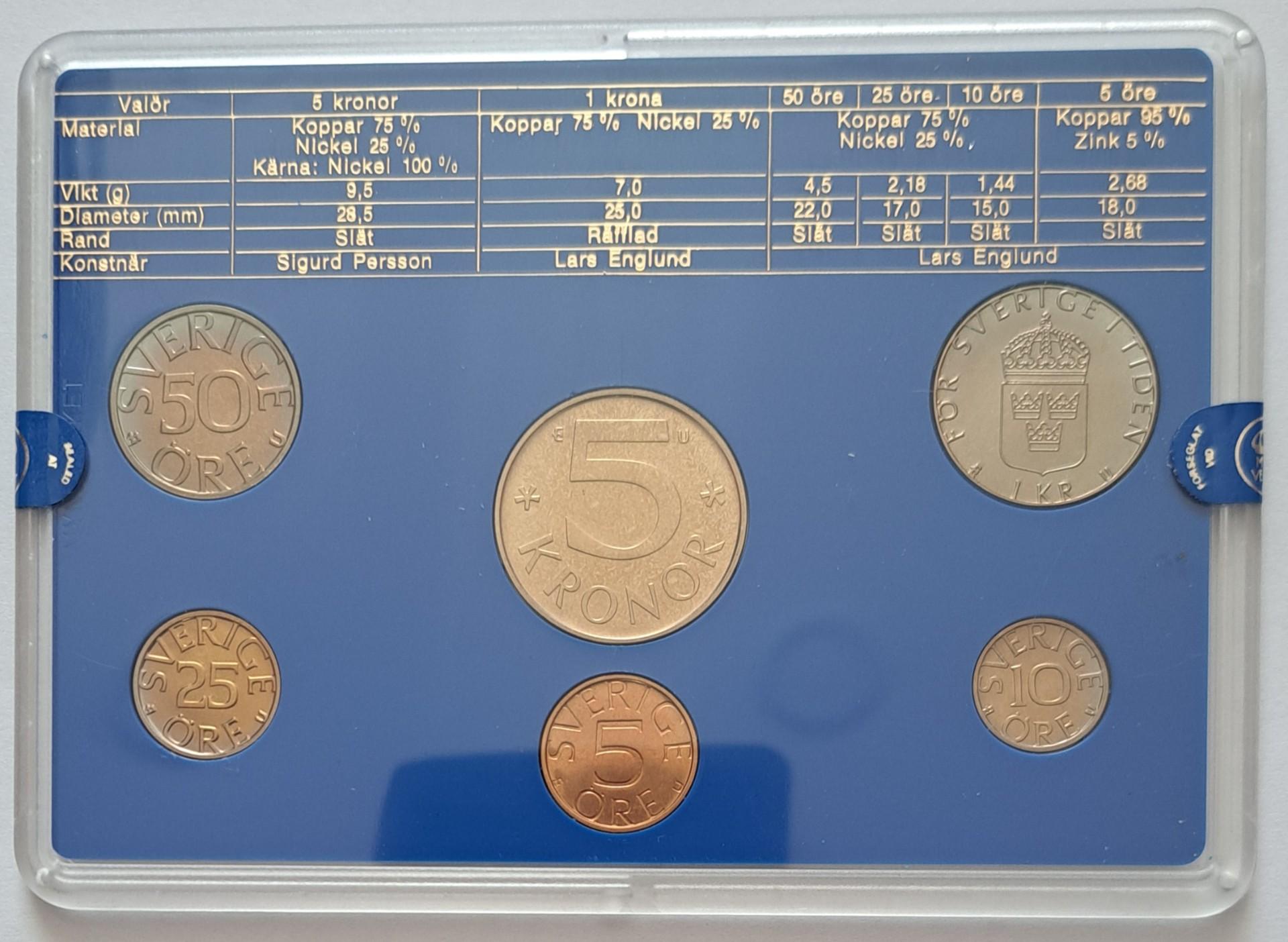 Švedijos UNC 1982 6 monetų setas (6459)