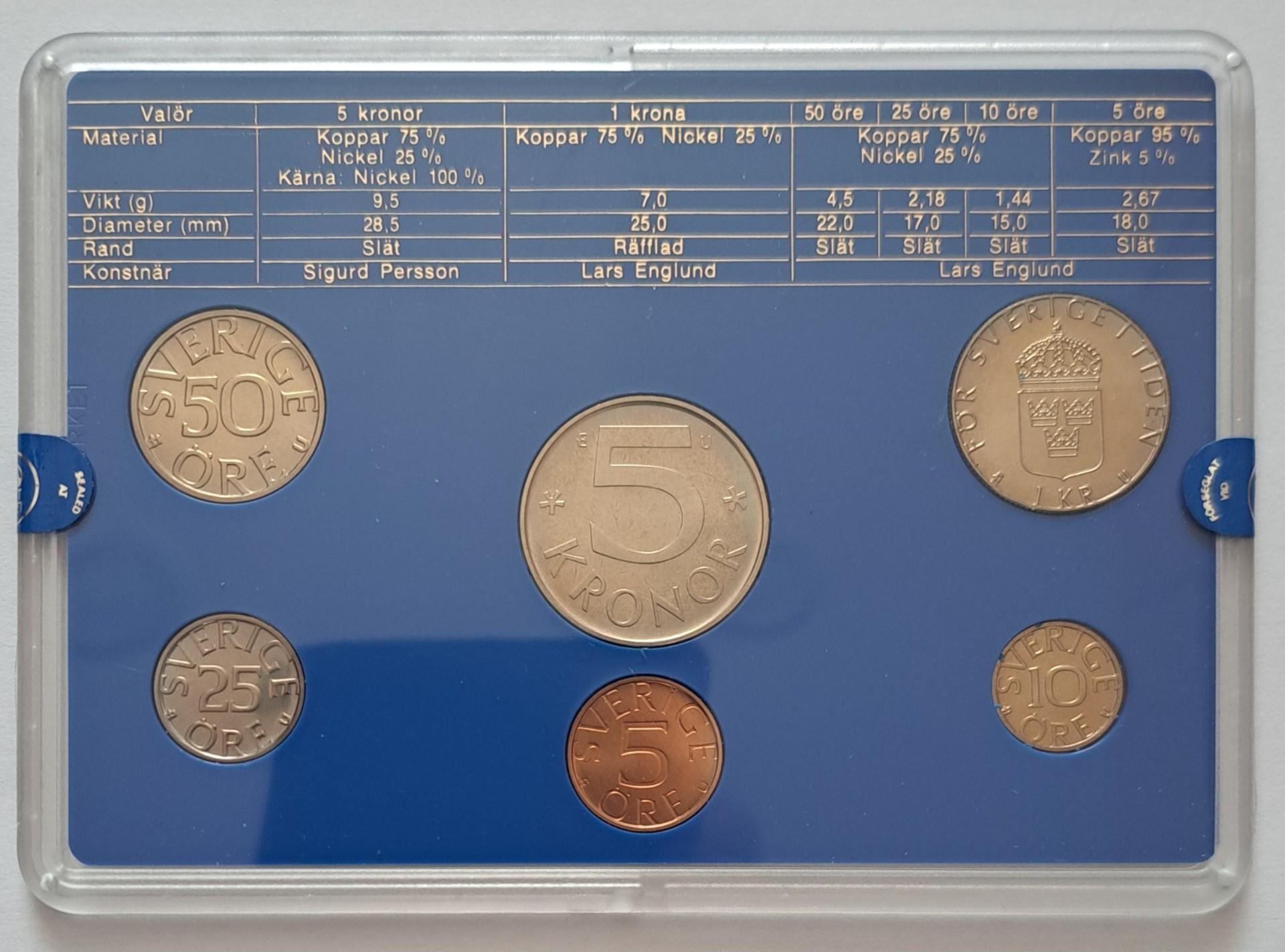 Švedijos UNC 1983 6 monetų setas (6460)