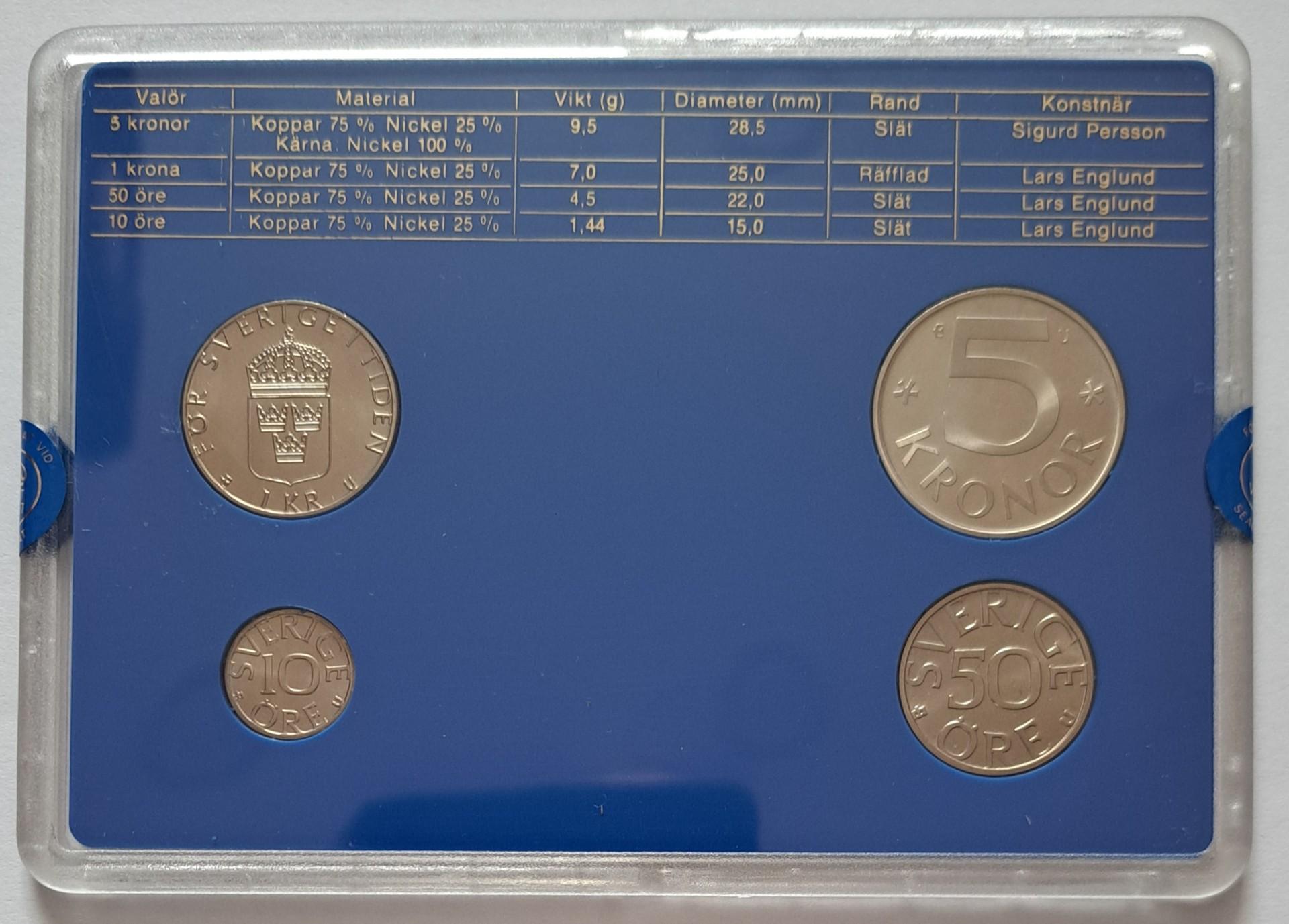 Švedijos UNC 1985 4 monetų setas (6462)