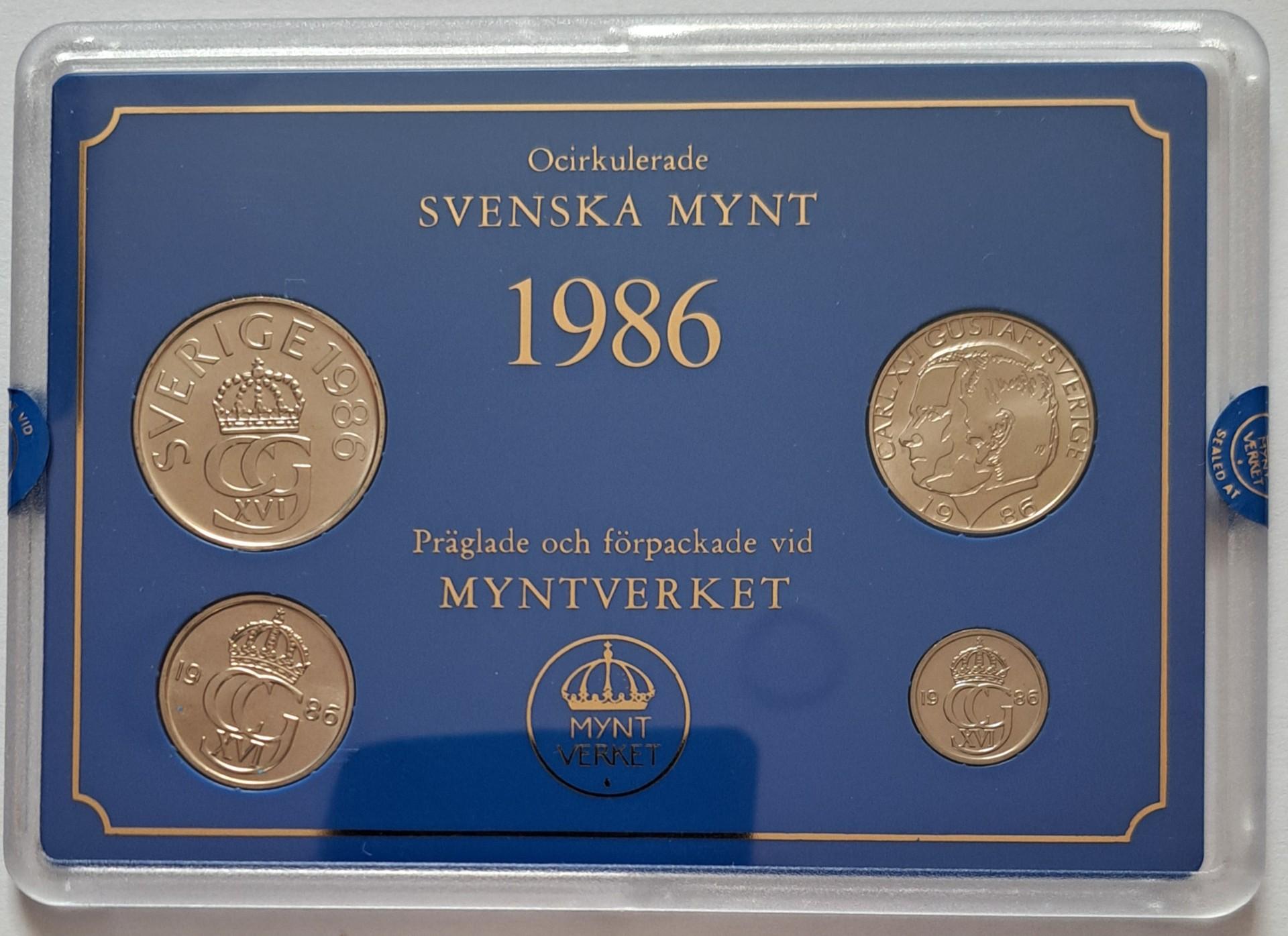 Sweden 4 UNC Coins Set 1986 (6463)