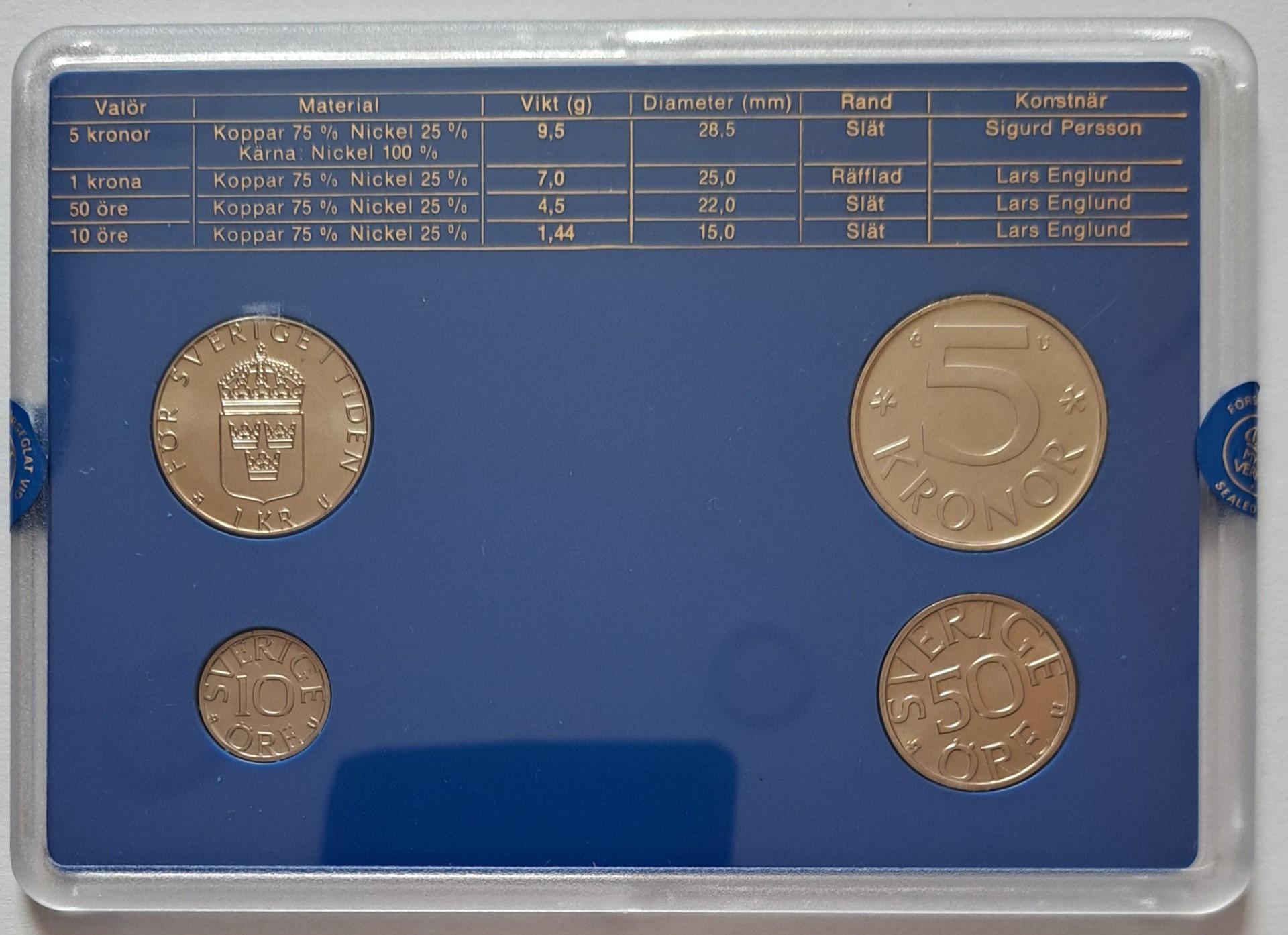 Sweden 4 UNC Coins Set 1986 (6463)