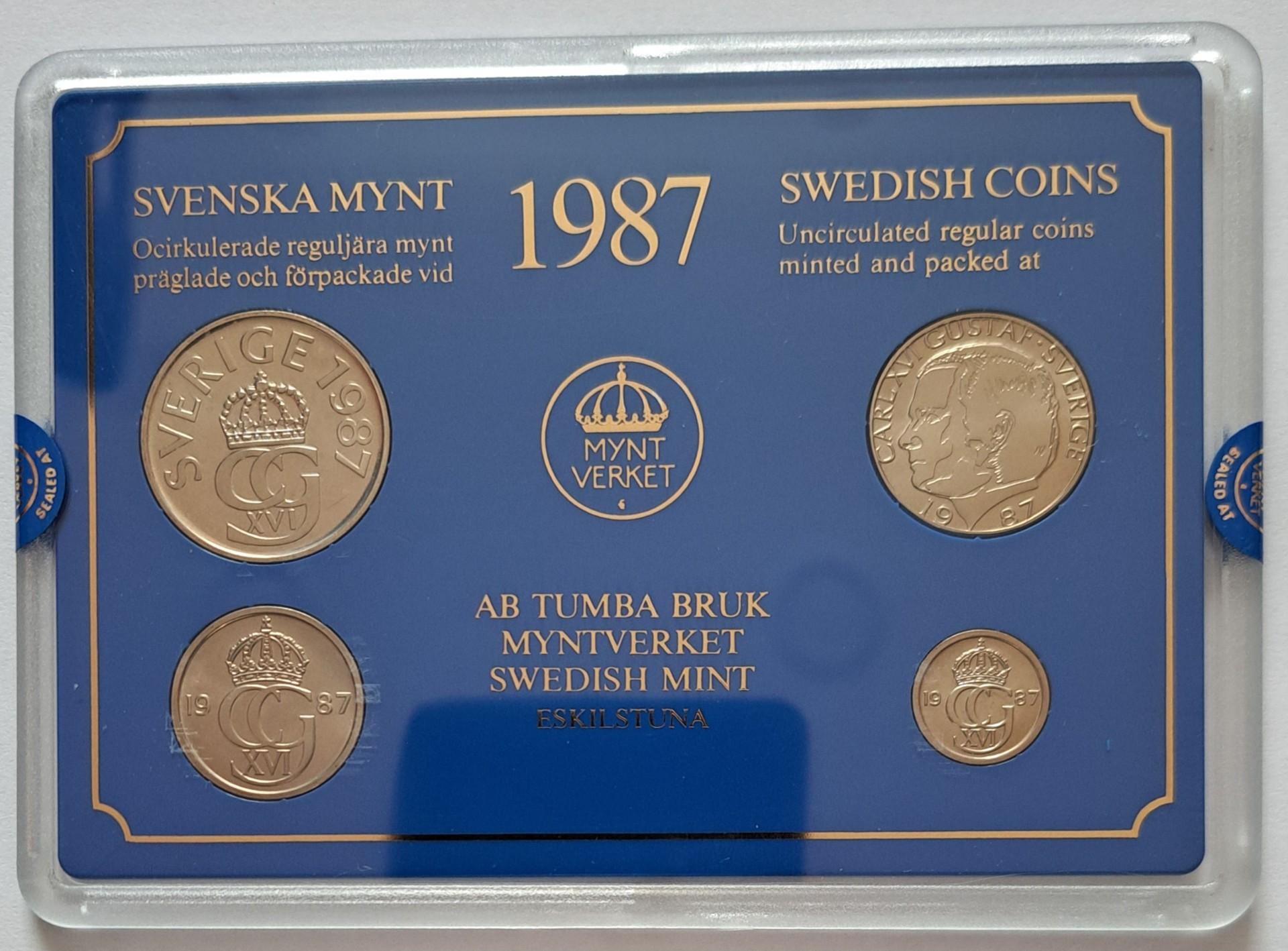 Švedijos UNC 1987 4 monetų setas (6464)