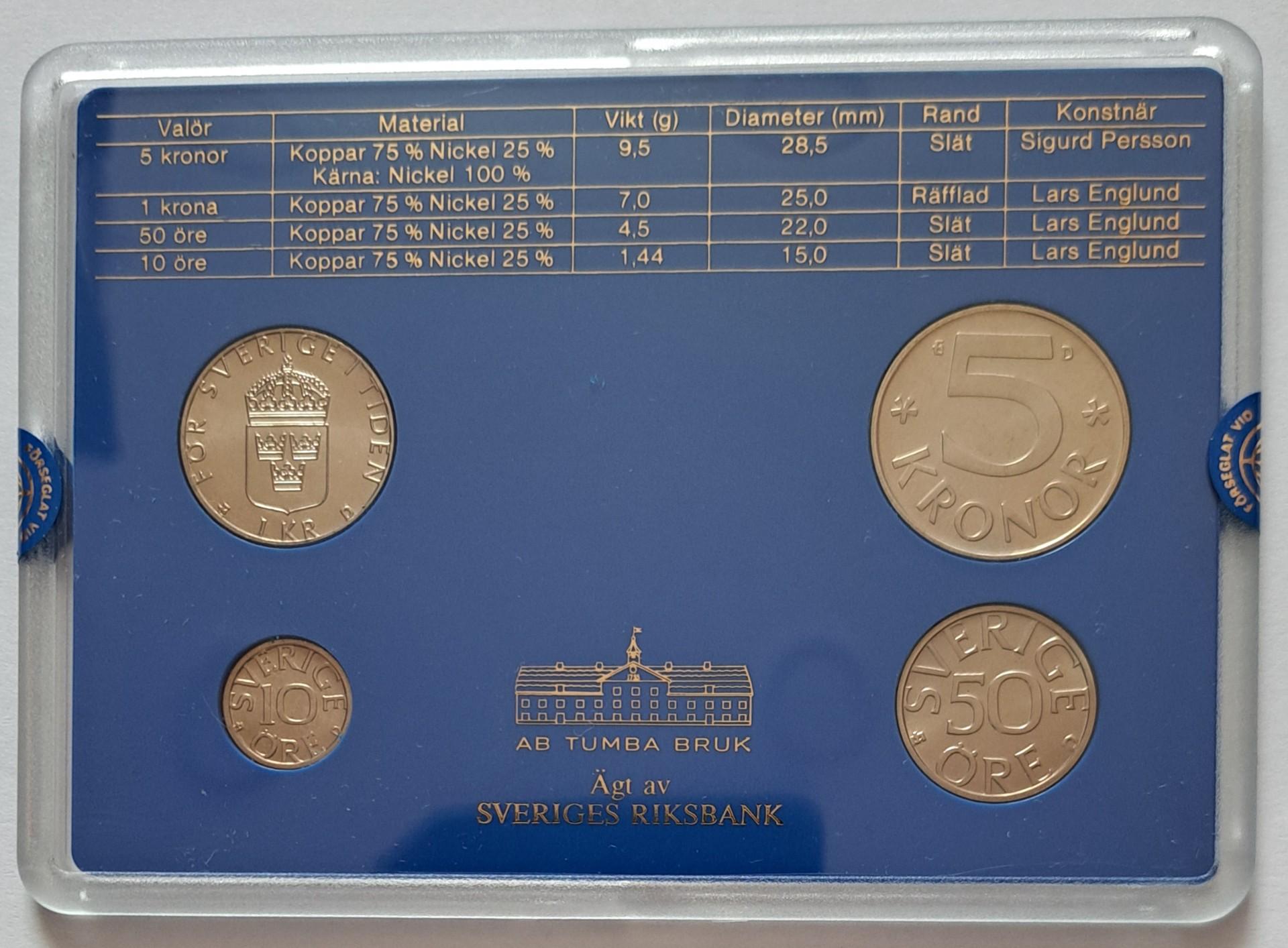 Švedijos UNC 1987 4 monetų setas (6464)