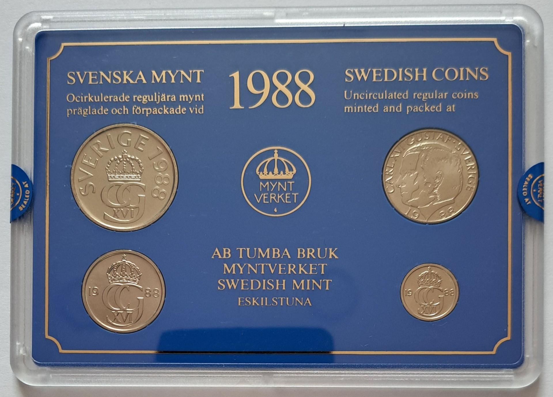 Švedijos UNC 1988 4 monetų setas (6465)