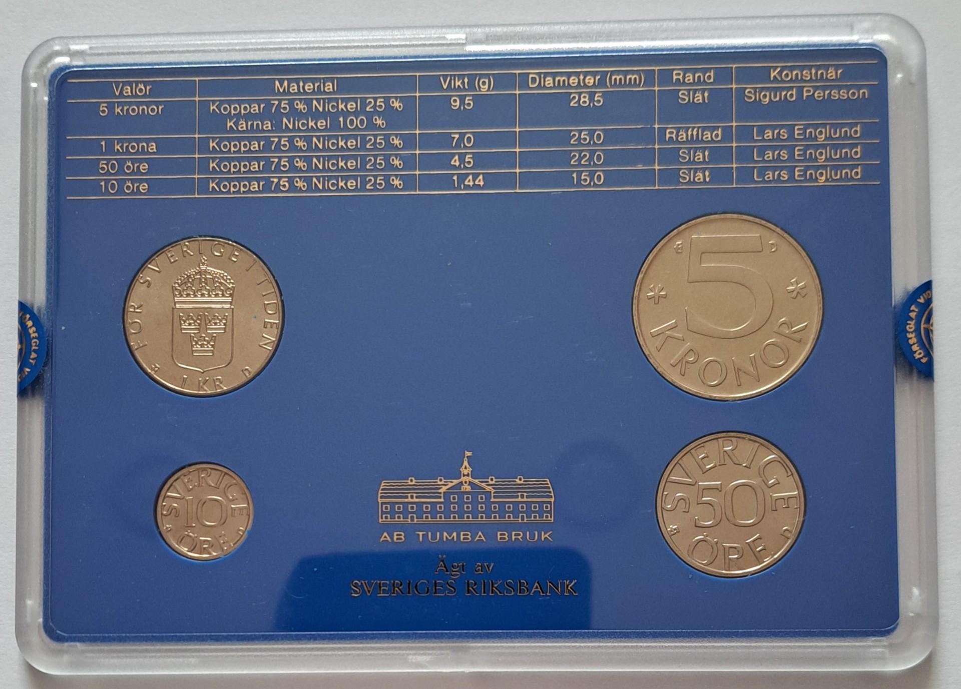 Švedijos UNC 1988 4 monetų setas (6465)