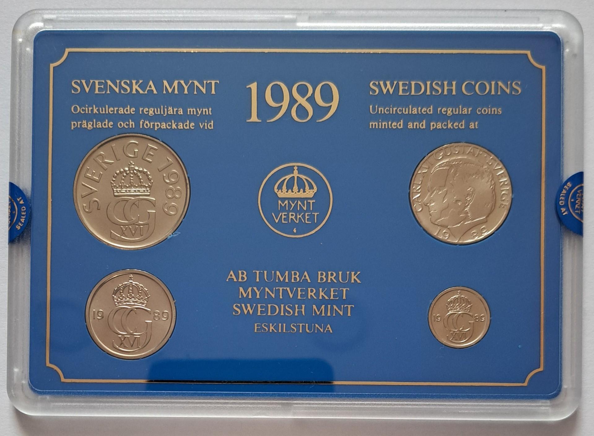 Švedijos UNC 1989 4 monetų setas (6466)