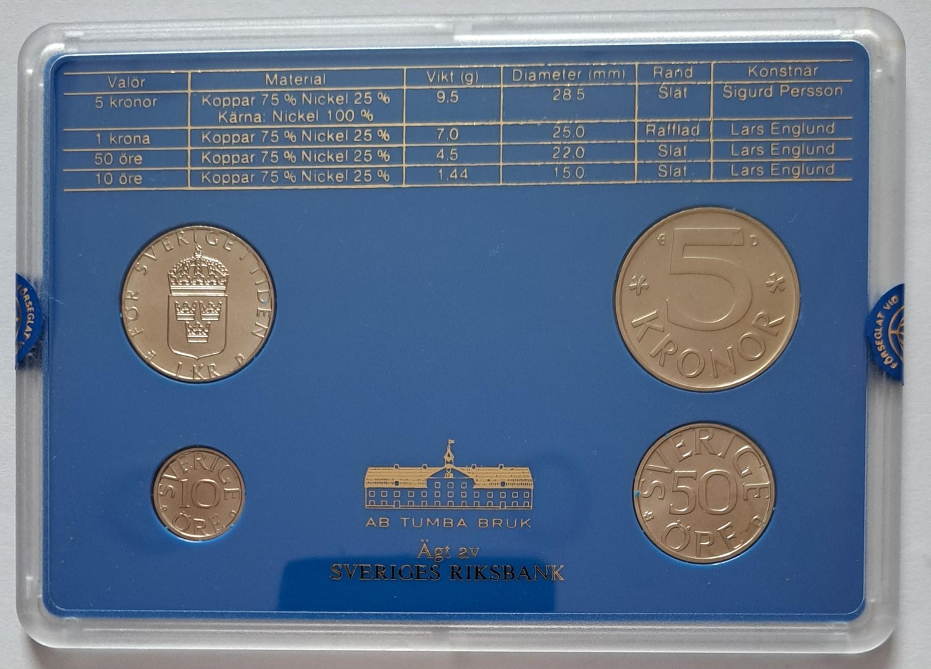 Švedijos UNC 1989 4 monetų setas (6466)