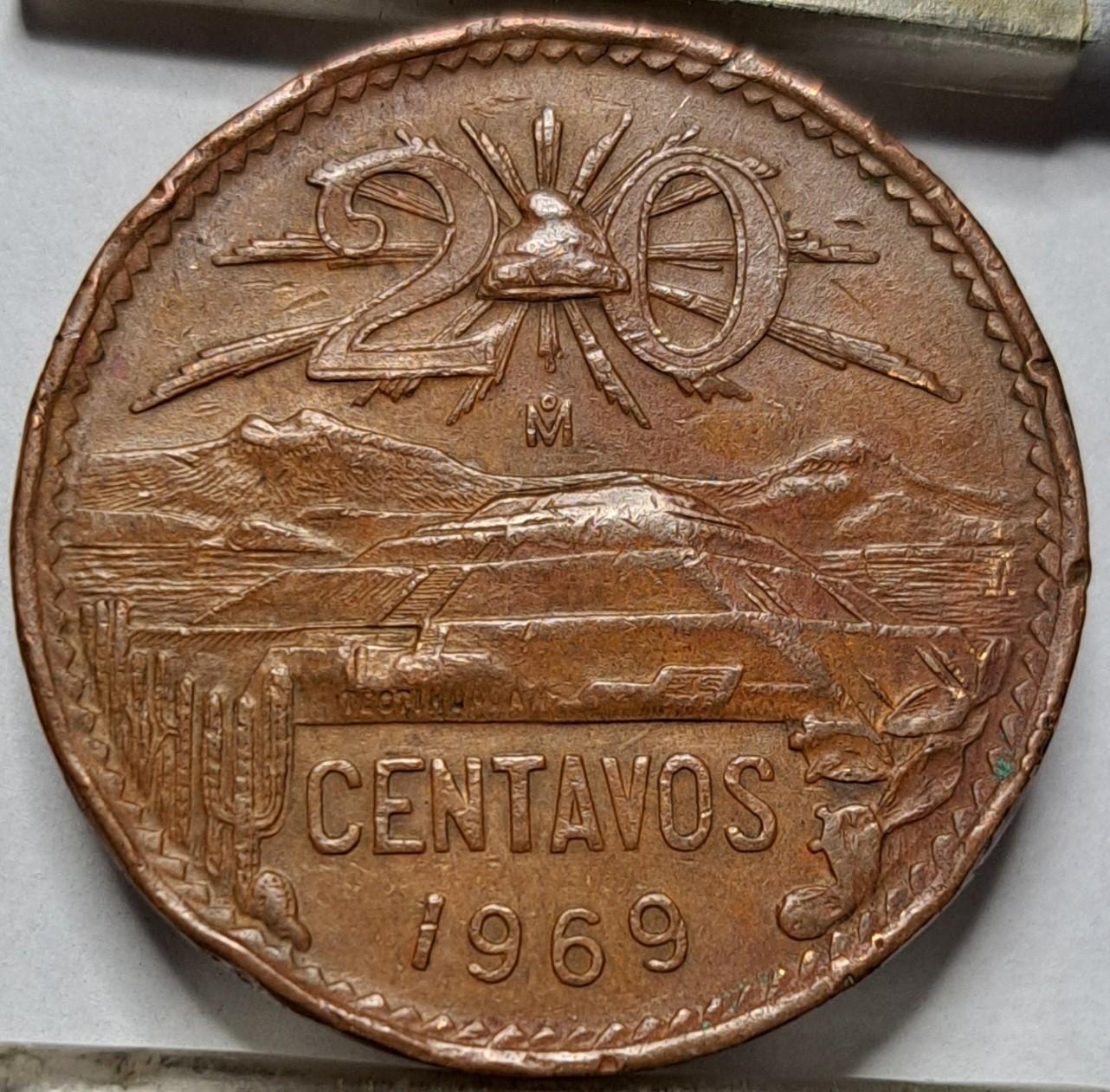 Meksika 20 sentavų 1969 KM#440 (6475)