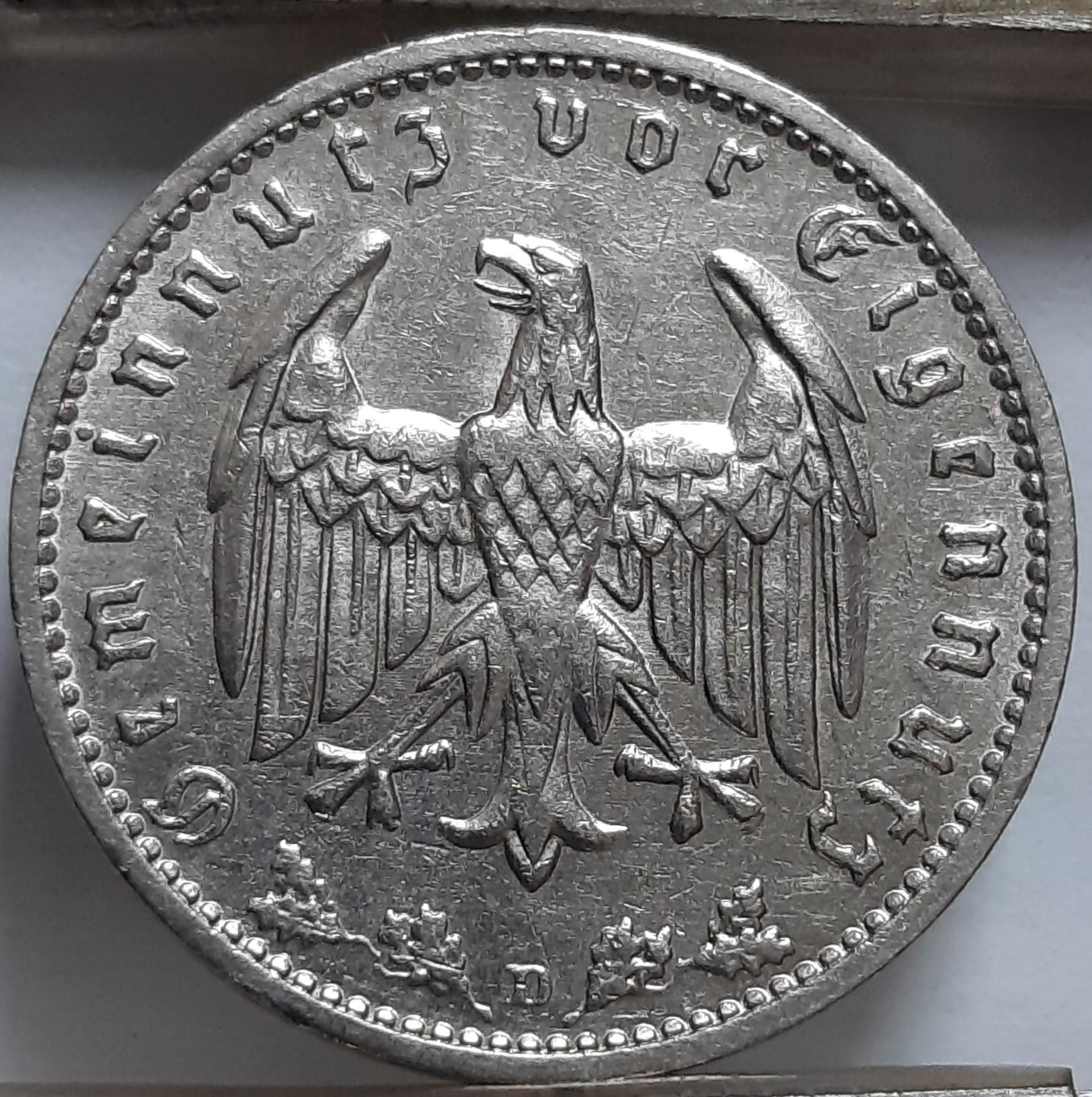 Trečiasis Reichas 1 reichsmark D 1934 KM#78 (6478)