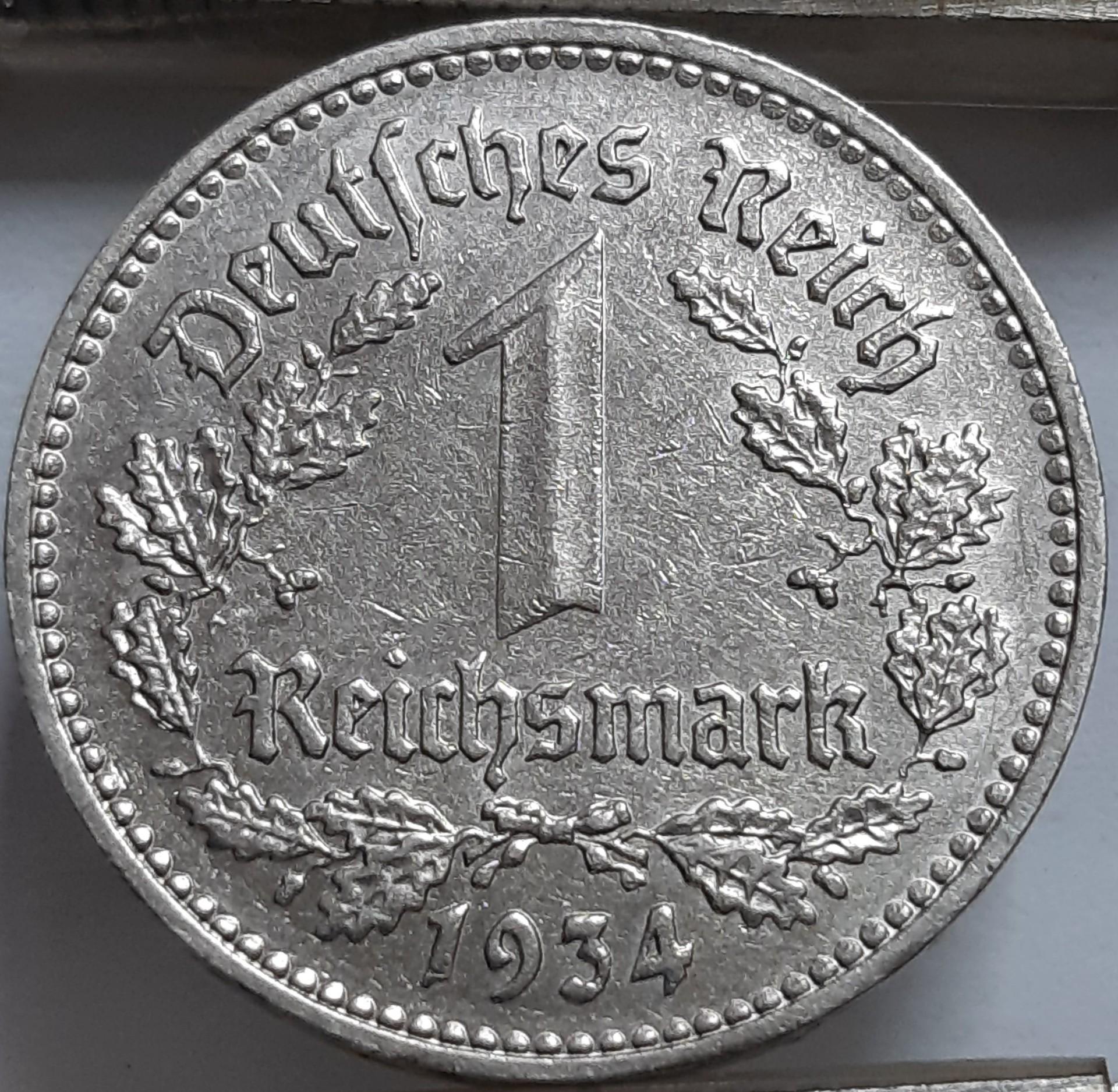 Trečiasis Reichas 1 reichsmark D 1934 KM#78 (6478)