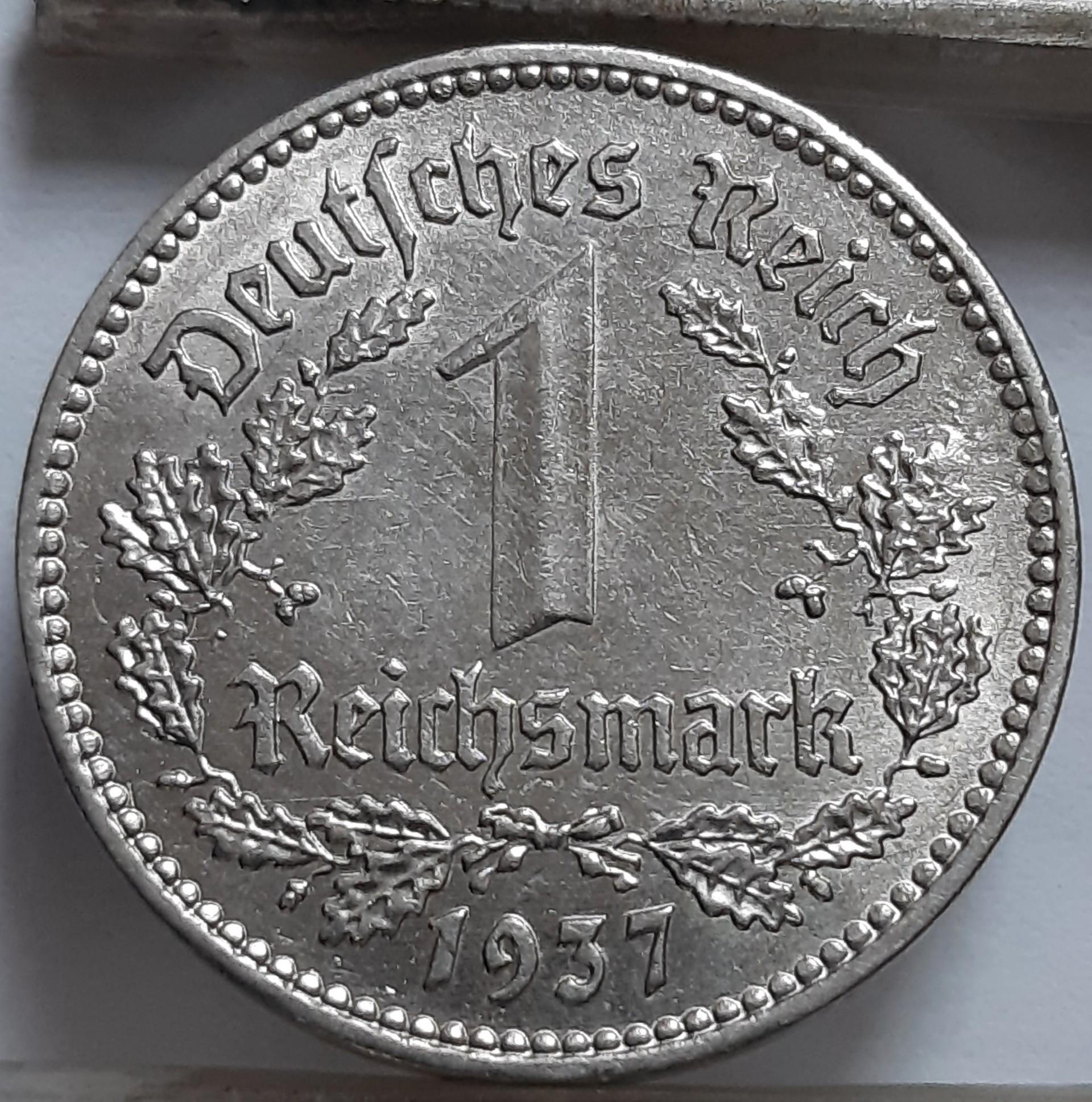 Trečiasis Reichas 1 reichsmark A 1937 KM#78 (6479)