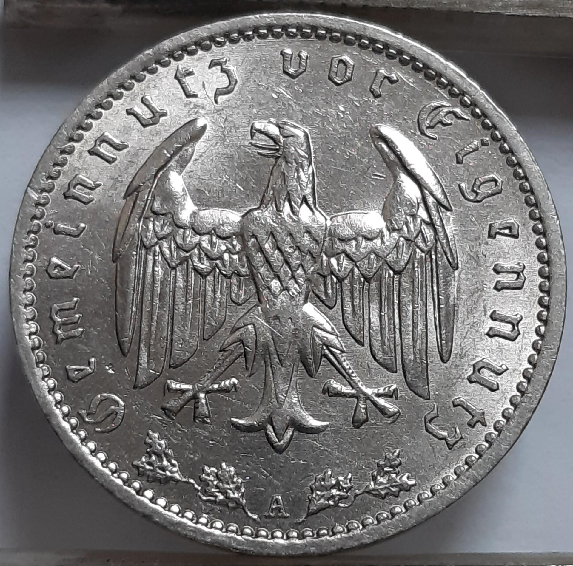 Trečiasis Reichas 1 reichsmark A 1937 KM#78 (6479)