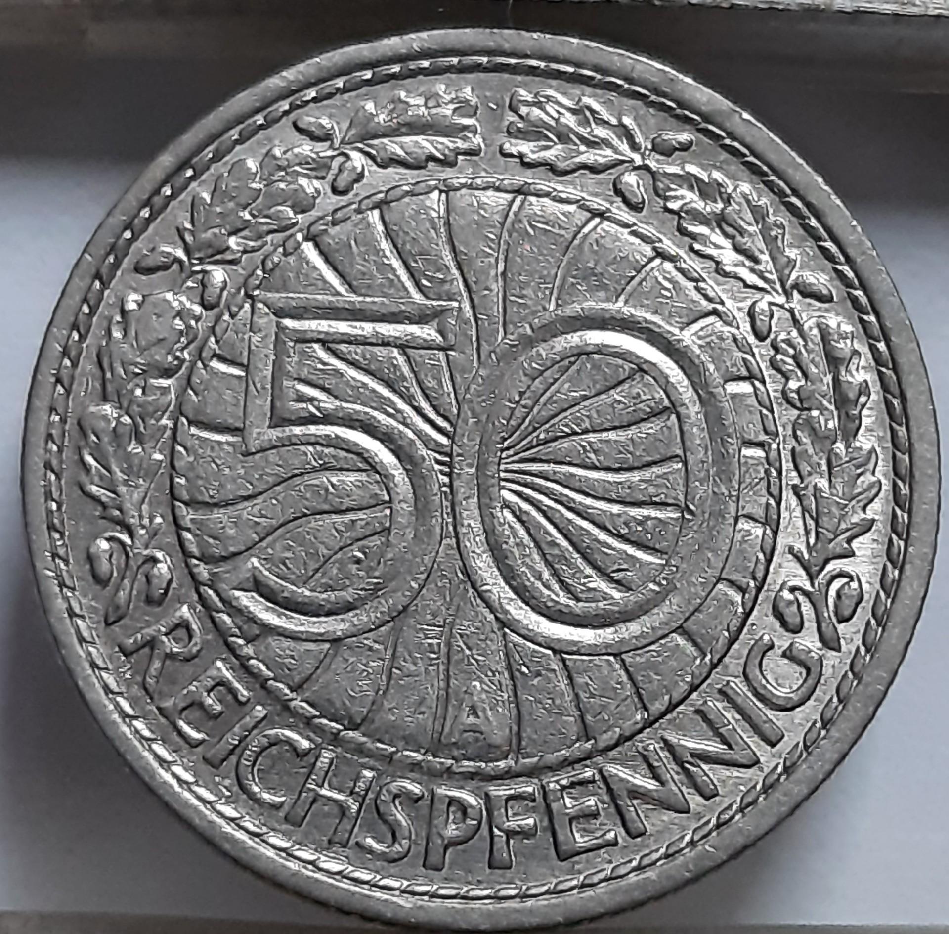 Vokietija 50 reichspfenigų A 1929 KM#49 (6489)