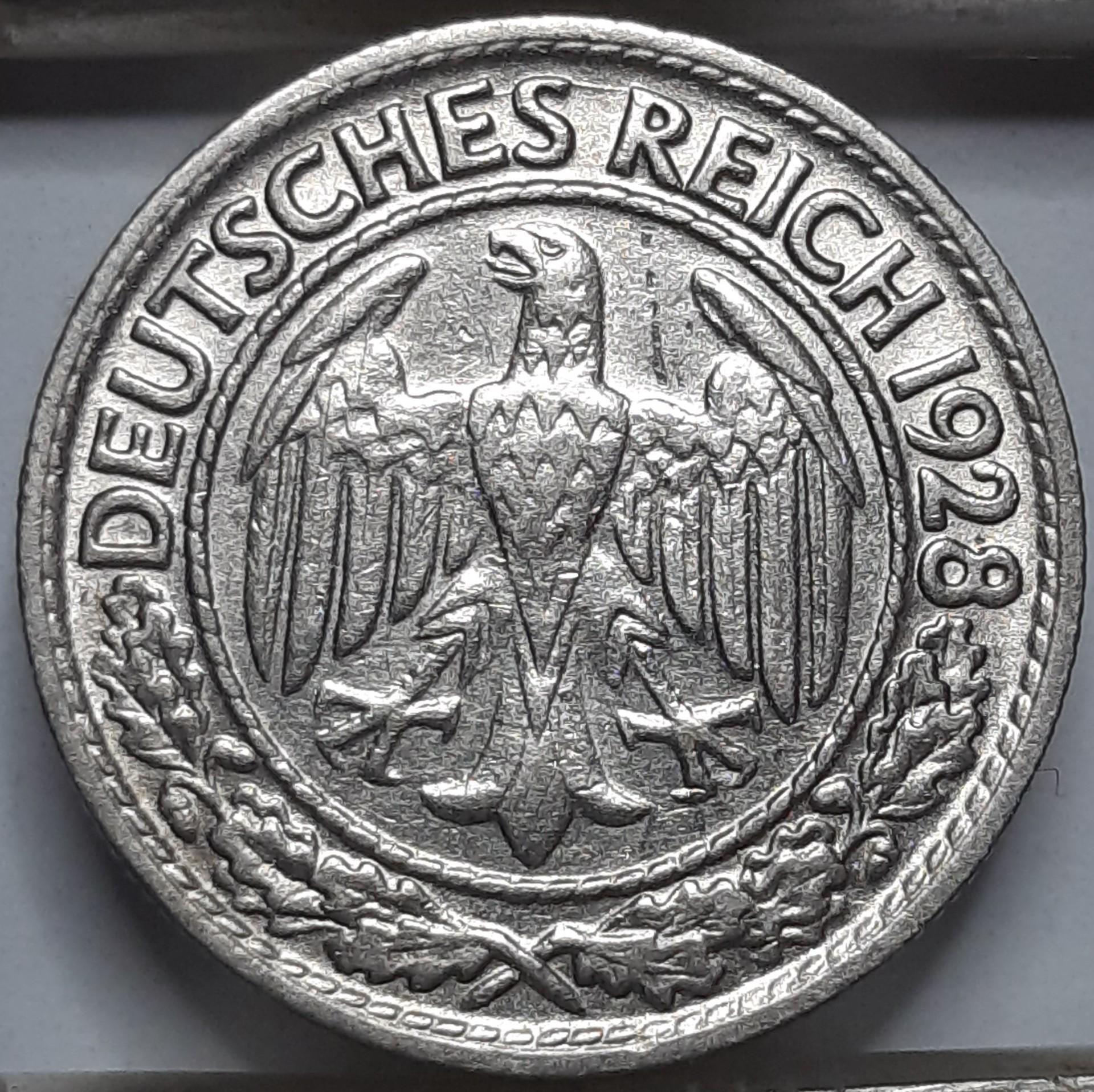 Vokietija 50 Reichspfenigai D 1928 KM# 49 (6259)