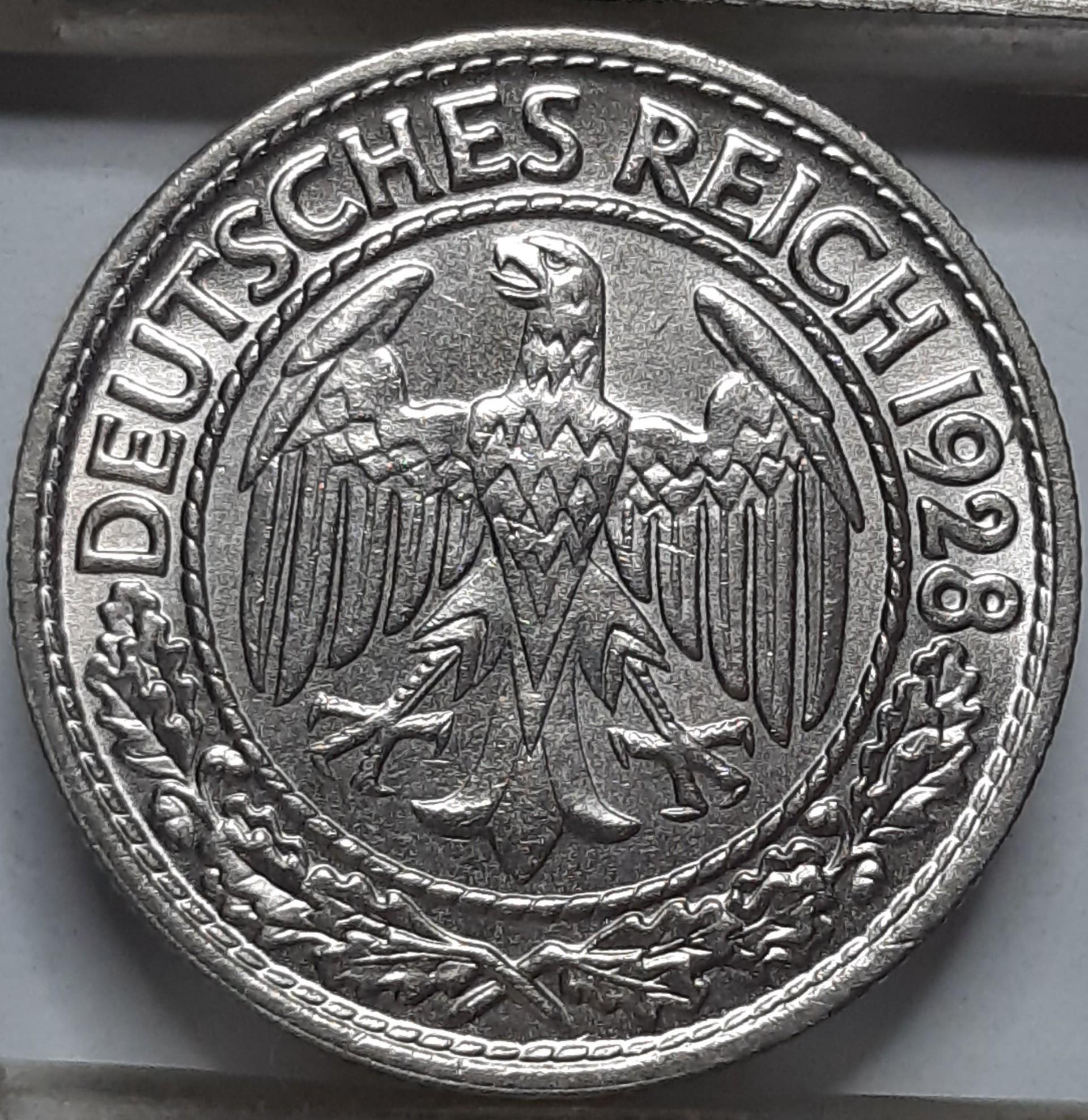 Vokietija 50 Reichspfenigai A 1928 KM#49 (6257)