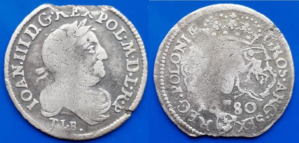 Kupčius aukcionas - Jonas III Sobieskis  -  šeštokas 1680m. ( R )