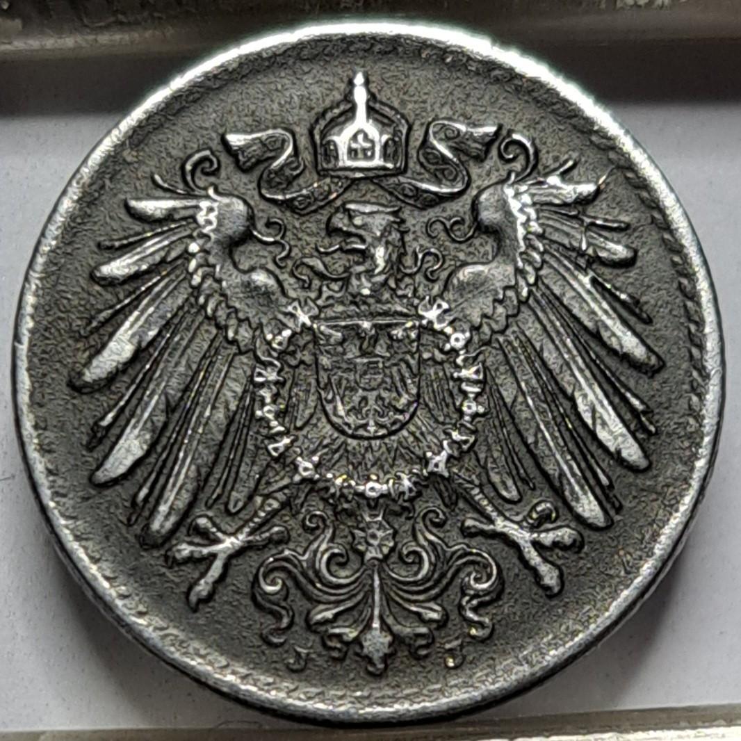Vokietija 5 pfenigai J 1917 KM#19 (6540)