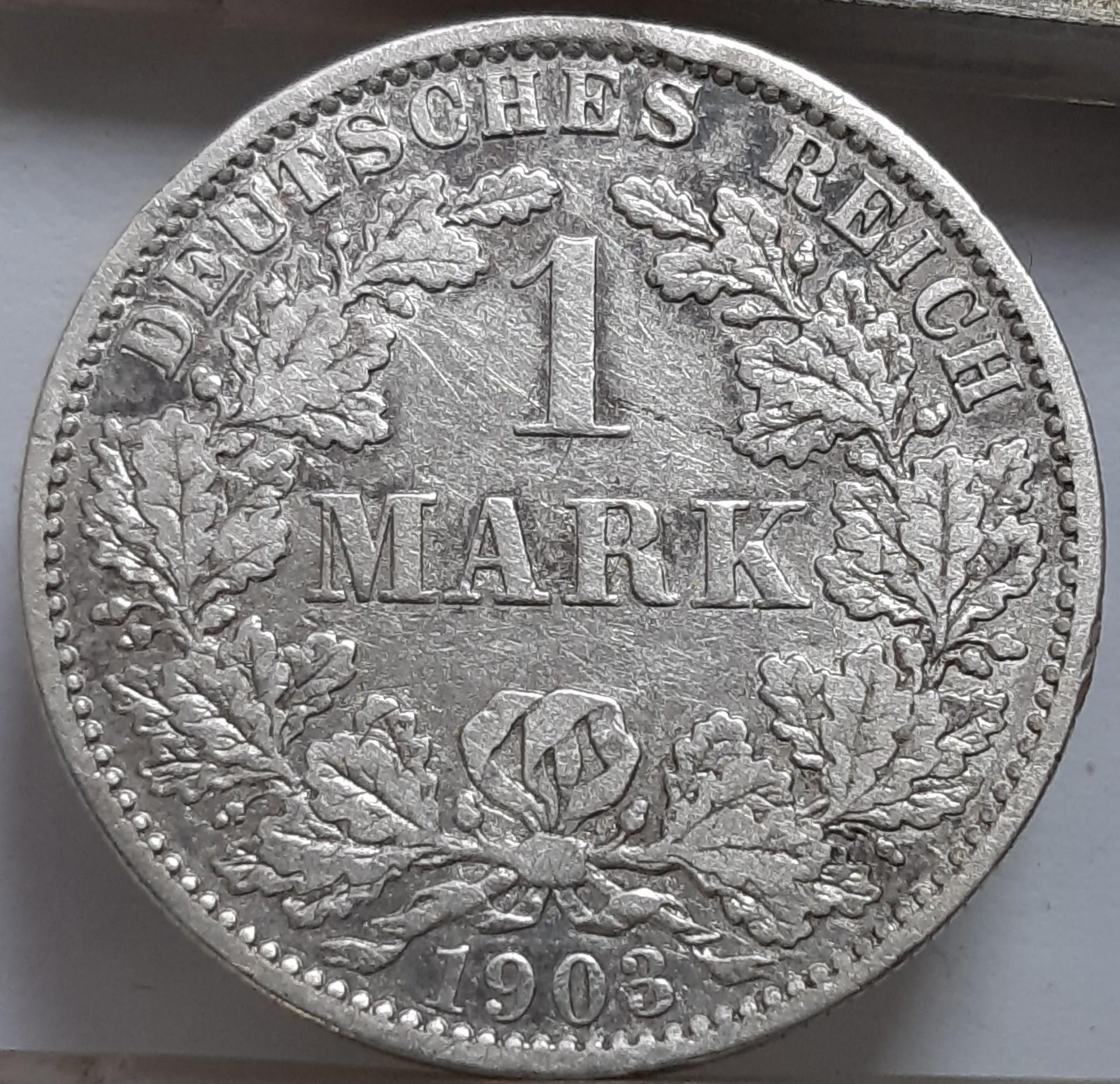 Vokietija 1 markė A 1903 KM#14 (6546)