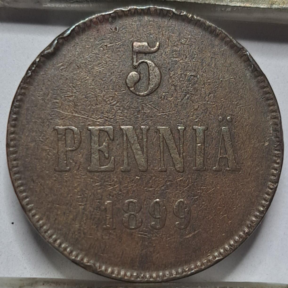 Suomija 5 pensai 1899 KM#15 (6558)