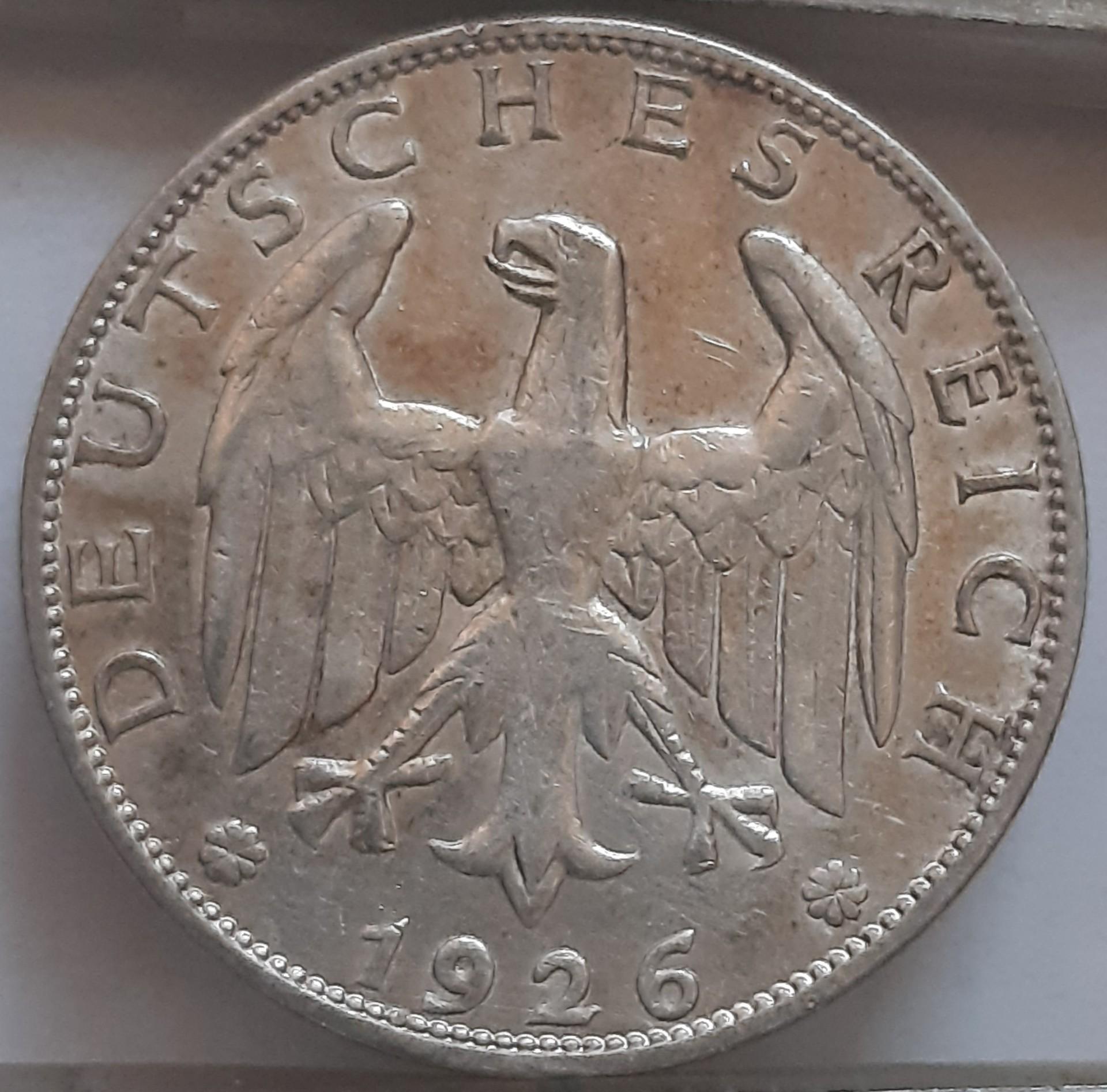 Vokietija 1 Reichsmarkė A 1926 KM#44 (6791)